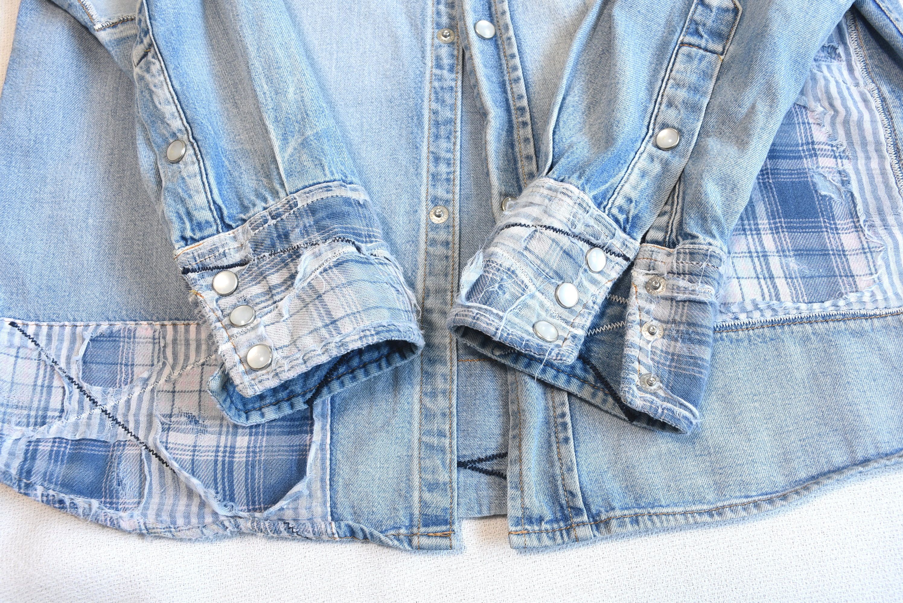 Edwin × Japanese Brand EDWIN Vintage Repair Style Denim Shirt with Patchwork!! Size US M / EU 48-50 / 2 - 7 Thumbnail