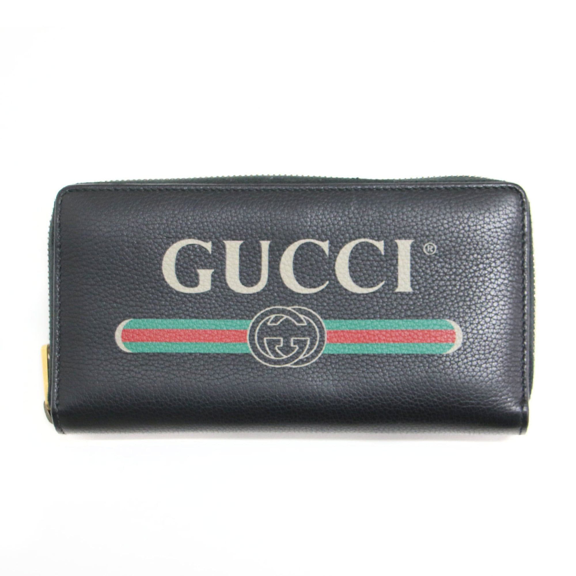 Gucci GUCCI wallet, black, round long 496317 0416, printed leather, women's, K4755 Size ONE SIZE - 1 Thumbnail
