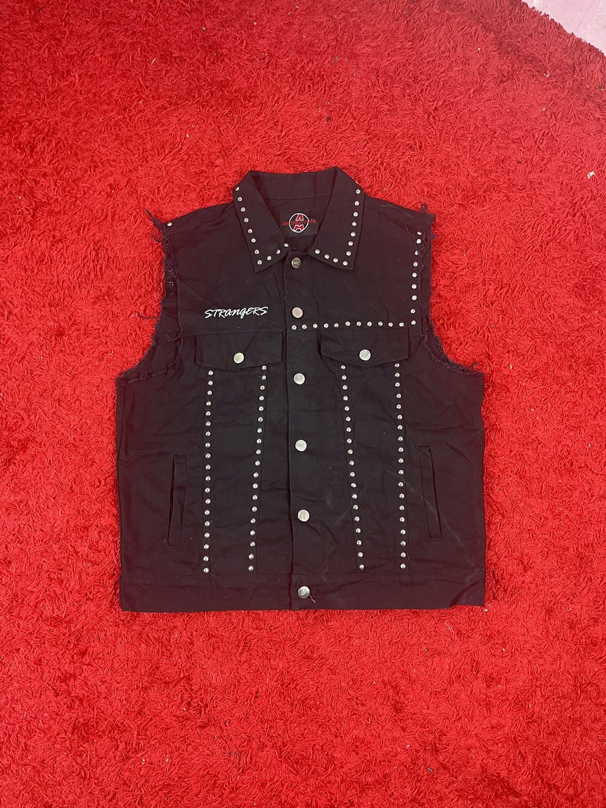 Denim jacket short sleeve motorcycle spike