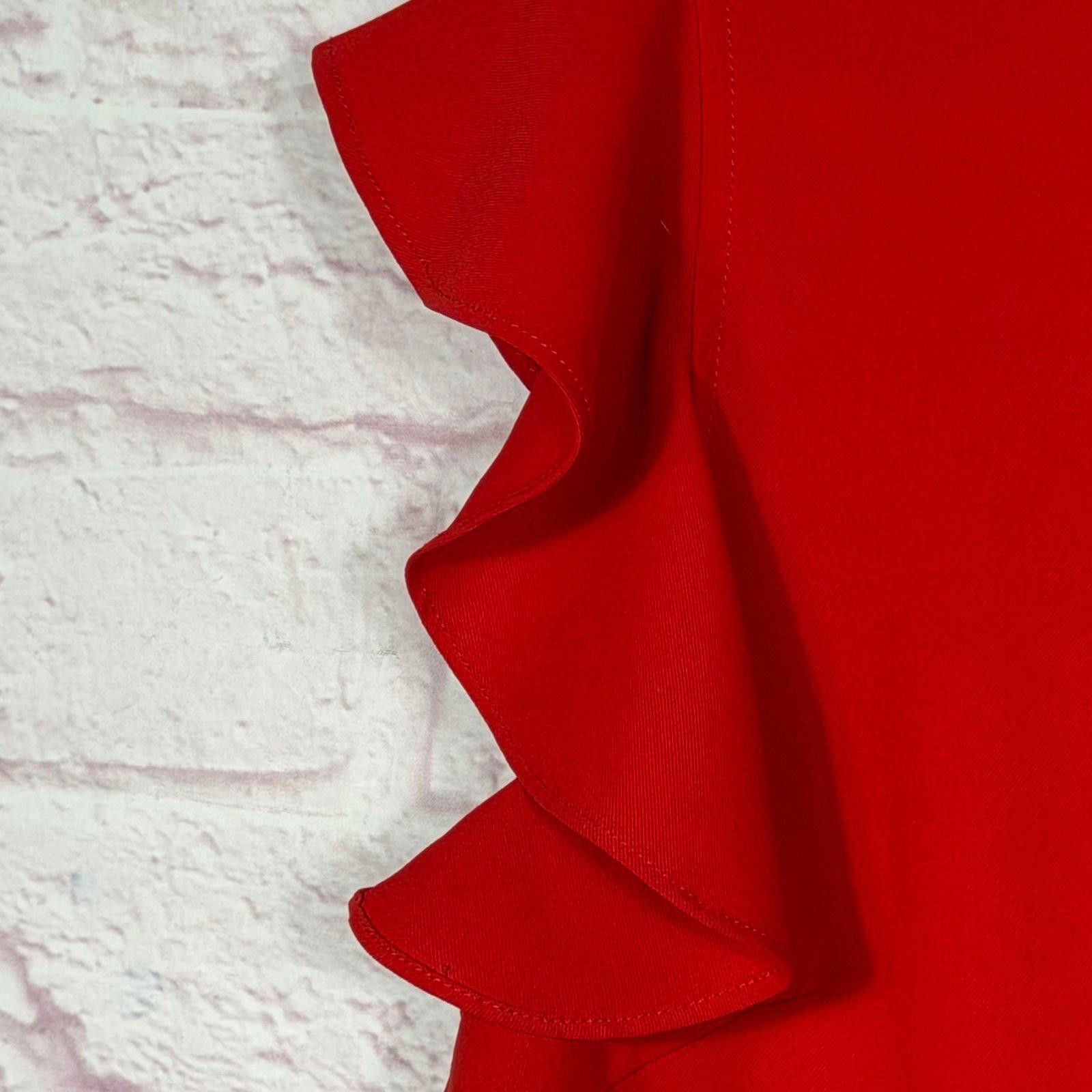 Hi Tec TCEC Large Red Ruffle Sleeve Blouse Size L / US 10 / IT 46 - 4 Thumbnail