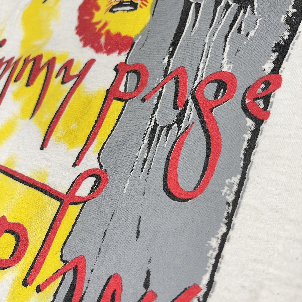 Band Tees × Vintage VTG Jimmy Page Robert Plant Tee Shirt White Tour Unledded Size US L / EU 52-54 / 3 - 13 Thumbnail
