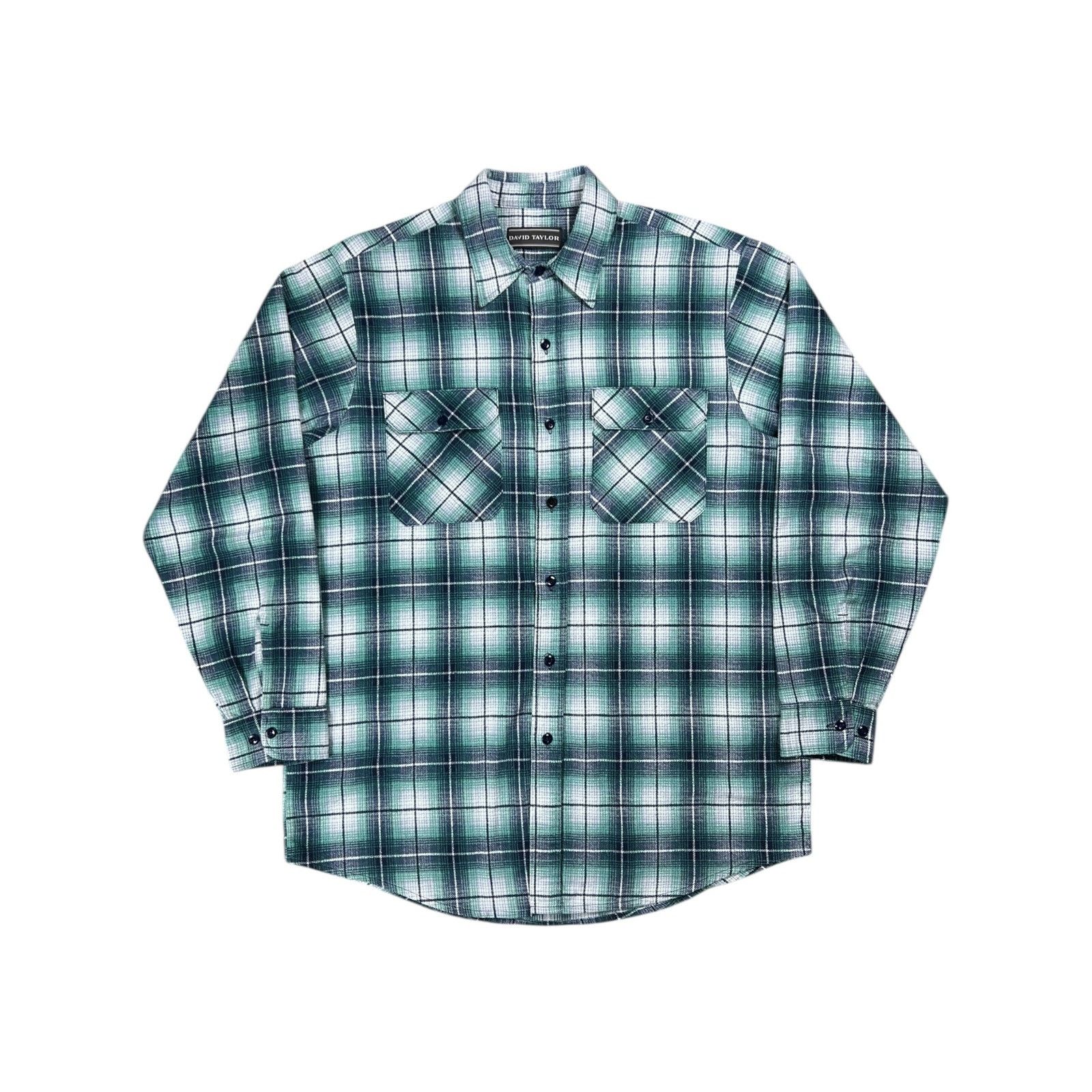 David Taylor × Vintage Vintage David Taylor green plaid cotton flannel button up Size US XL / EU 56 / 4 - 1 Thumbnail