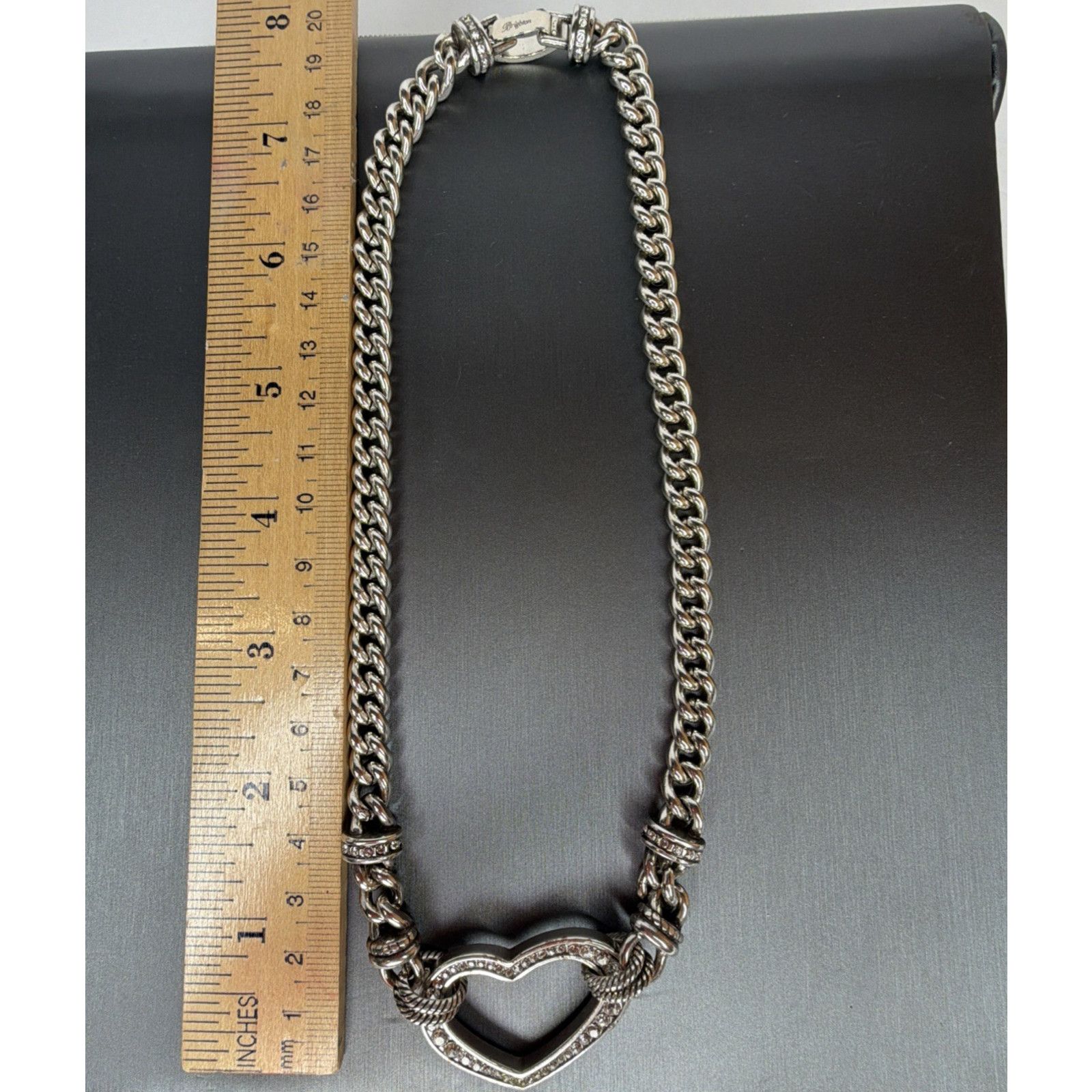 Brighton Brighton Silver Tone Chunky Chain Pave Open Heart Necklace Size ONE SIZE - 3 Thumbnail