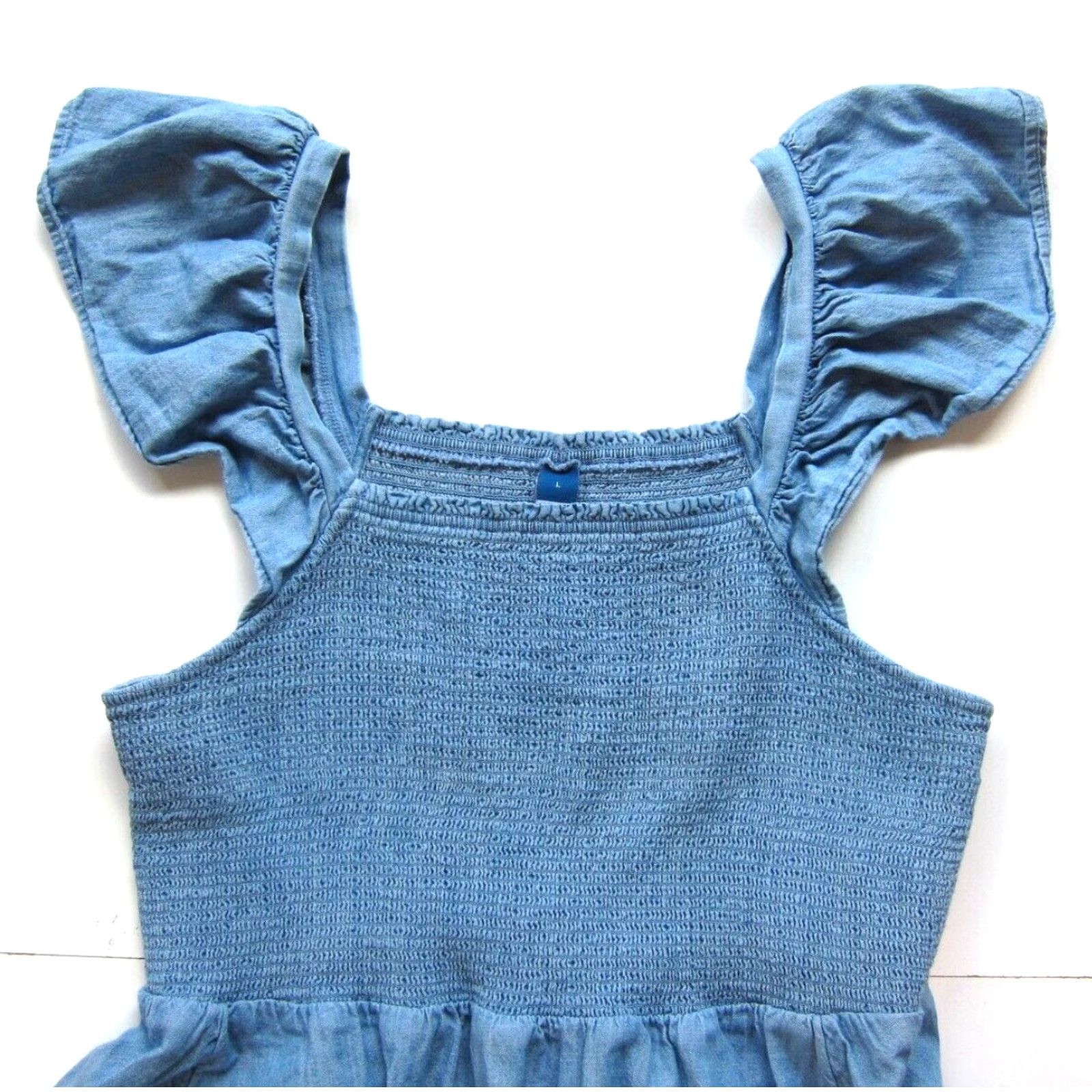 Old Navy Old Navy Denim Cap Sleeve Fit & Flare Sun Dress Blue Large Size 36" / US 14 / IT 50 - 4 Thumbnail