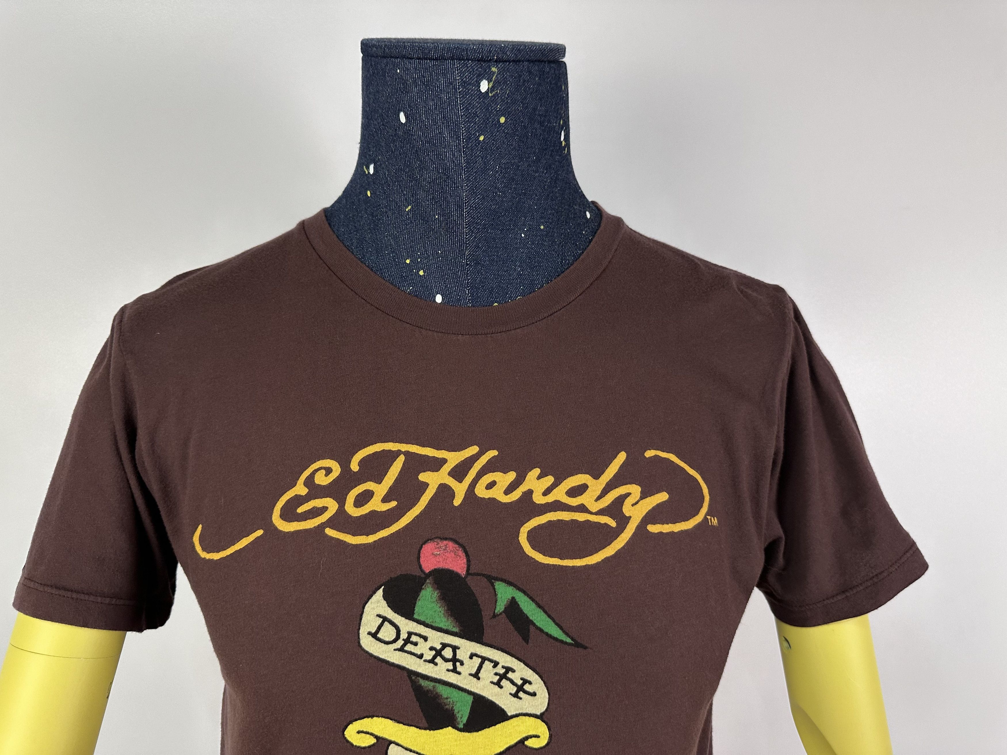 Ed Hardy Ed Hardy T Shirt Brown Death Or Glory Flower Logo Size M Size US M / EU 48-50 / 2 - 3 Thumbnail