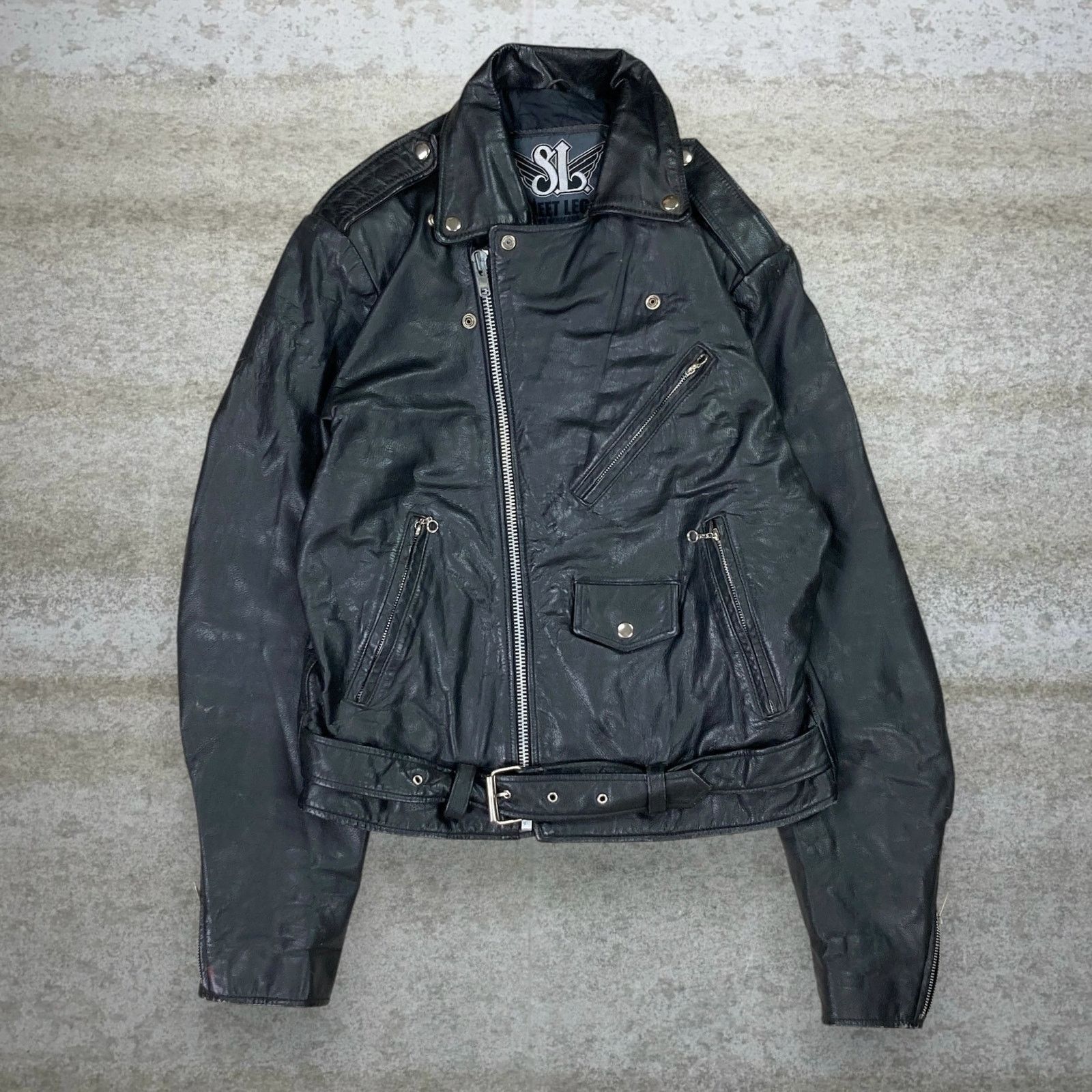 Vintage Vintage 90s Street Legal Genuine Leather Jacket Mens L Black Size US L / EU 52-54 / 3 - 1 Thumbnail