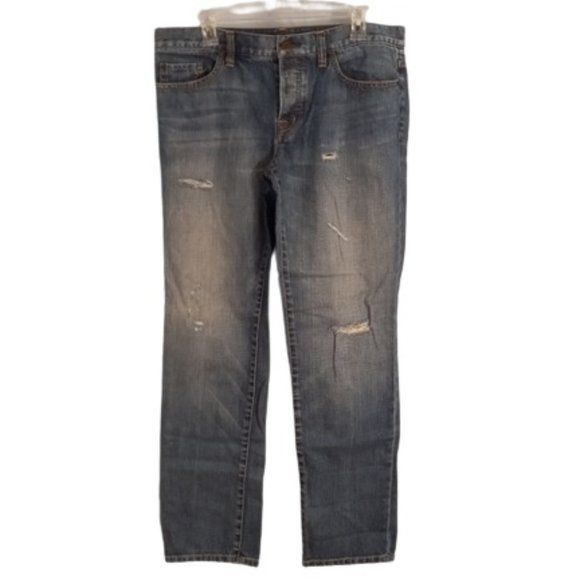 Loft Ann Taylor Loft Size 8 Jeans Boyfriend Distressed Blue Denim Size 30" / US 8 / IT 44 - 1 Thumbnail