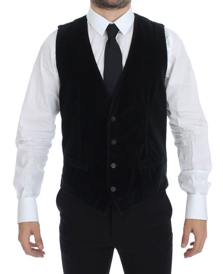 Dolce & Gabbana Dolce & Gabbana Black Cotton Single Breasted Vest