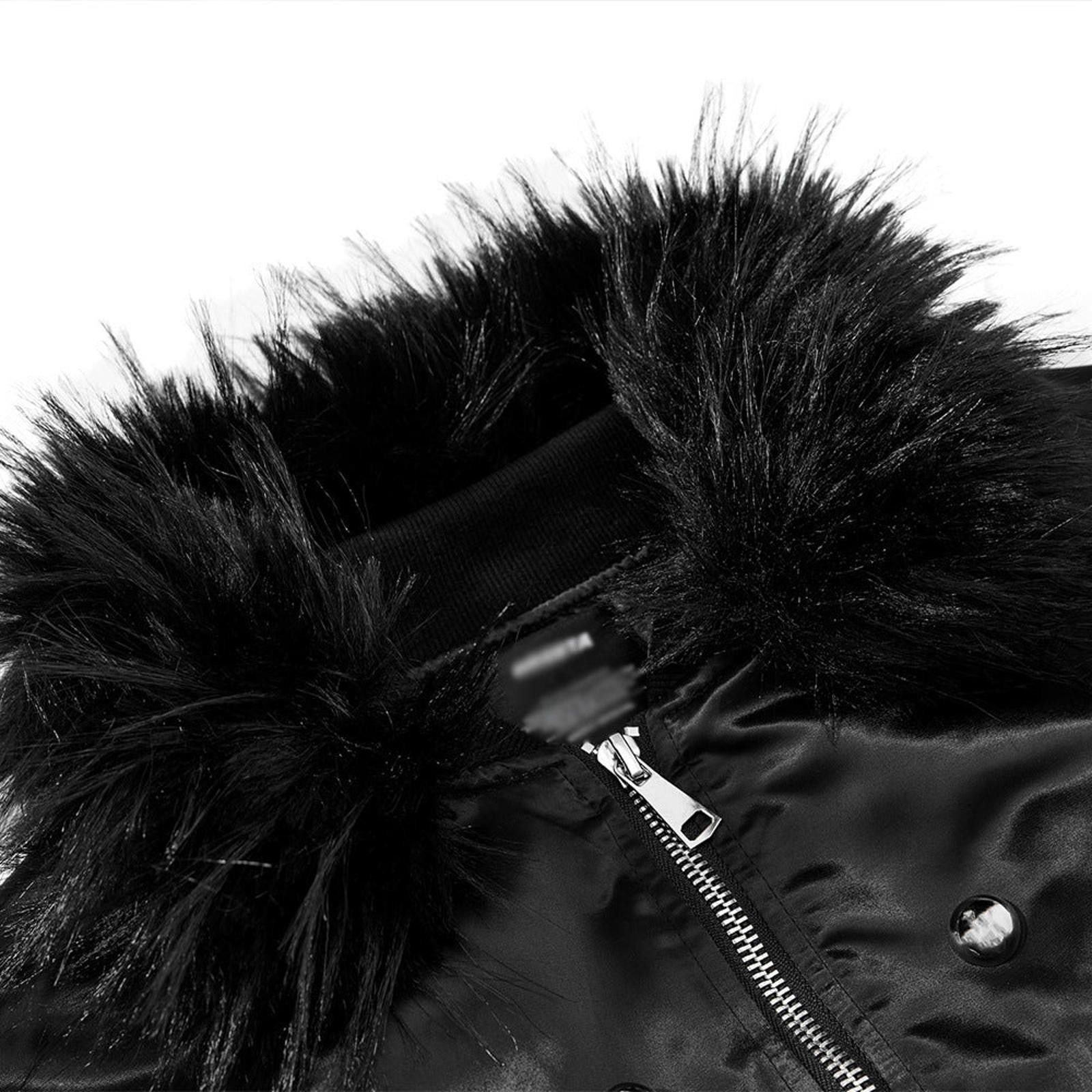 Japanese Brand Black Satin Bomber Jacket with Fur Collar and Studs Size US M / EU 48-50 / 2 - 4 Thumbnail