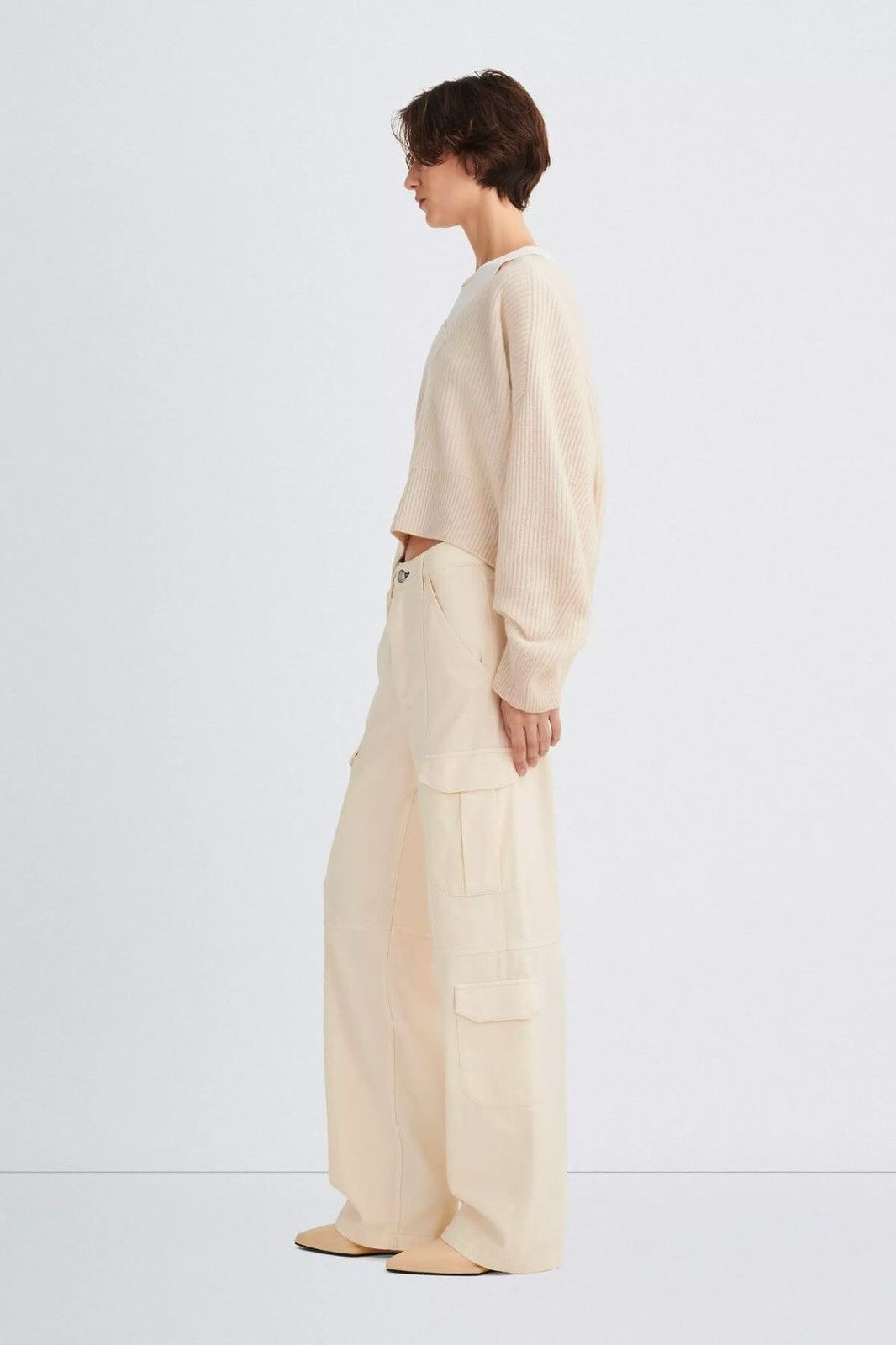Rag & Bone Rag & Bone Cailyn Straight-Leg Cargo Jeans in Ecru Size 24" / US 00 / IT 34 - 2 Thumbnail