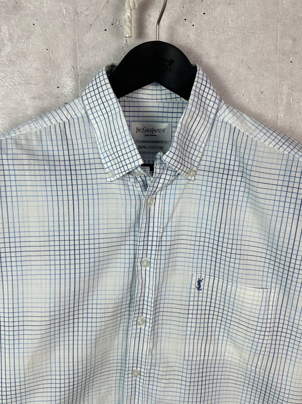 Yves Saint Laurent YSL Yves Saint Laurent Vintage Check Short Sleeve Shirt Size US M / EU 48-50 / 2 - 4 Thumbnail