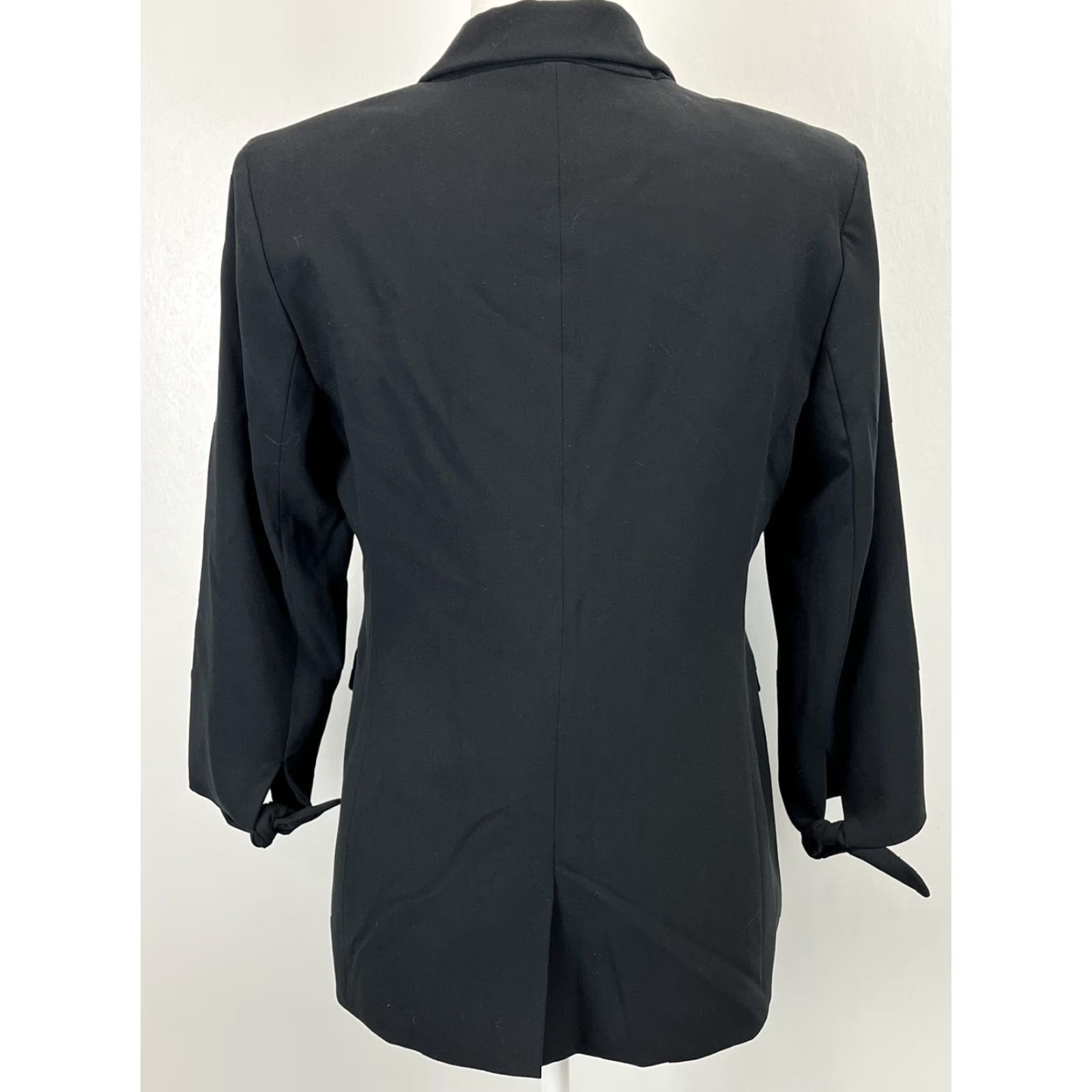 Banana Republic Womens Banana Republic Blazer Jacket Sz 8 VGUC Black Tie Cuffs 3/4 Sleeves Size M / US 6-8 / IT 42-44 - 3 Thumbnail
