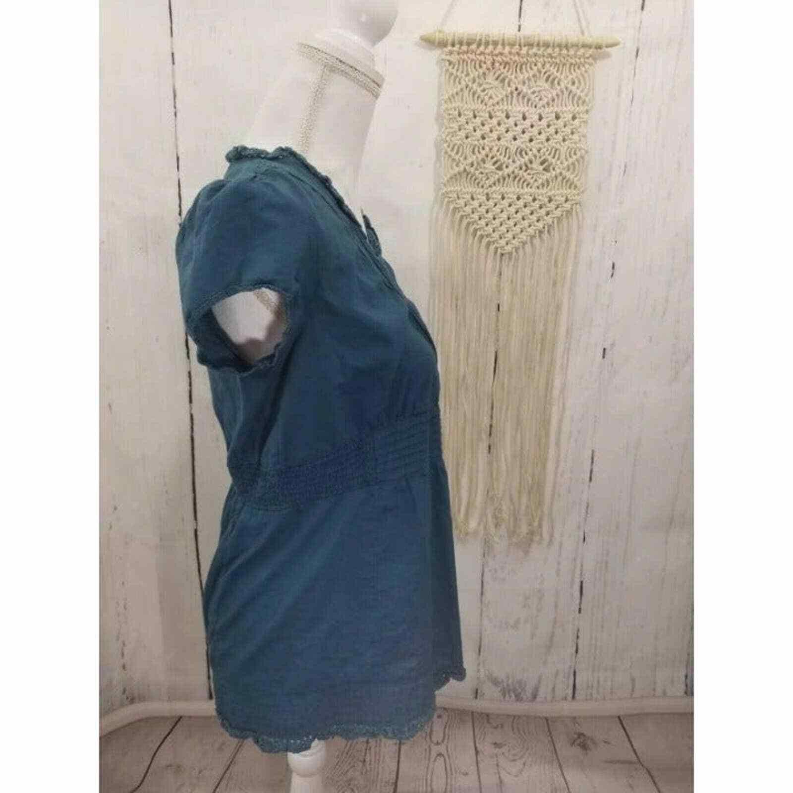 Other Gloria Vanderbilt Women's Top Blouse Blue Green Lace Details Size S / US 4 / IT 40 - 6 Thumbnail