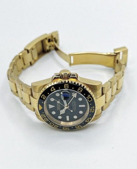 Japanese Brand Seiko Mod GMT-Master 2 Black Dial Oyster Bracelet Gold Watch Size ONE SIZE - 5 Thumbnail