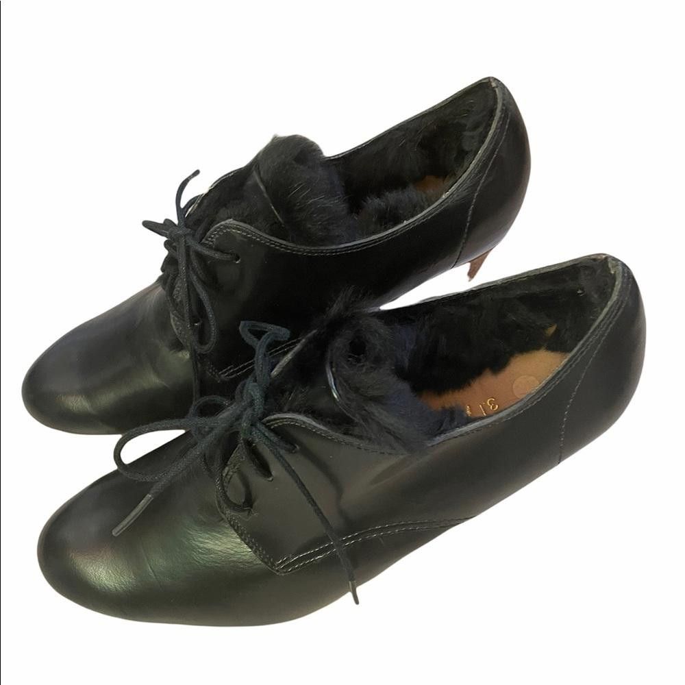 3.1 Phillip Lim 3.1 PHILLIP LIM Black Leather Fur Trim Wedge Pumps Size 10 Size US 10 / IT 40 - 7 Thumbnail