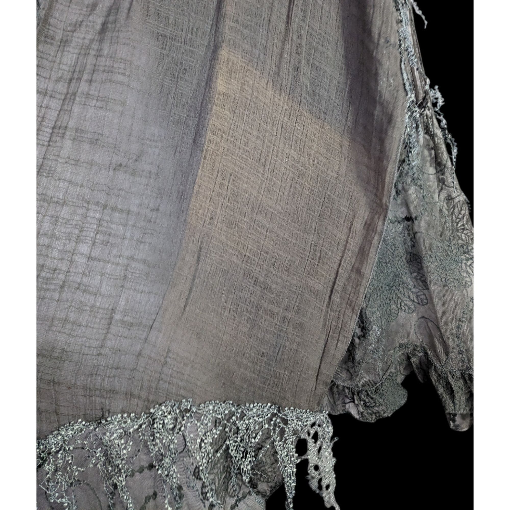 Other Victorian-Inspired Vintage Whimsygoth Gray Scarf With Lace D Size ONE SIZE - 7 Thumbnail