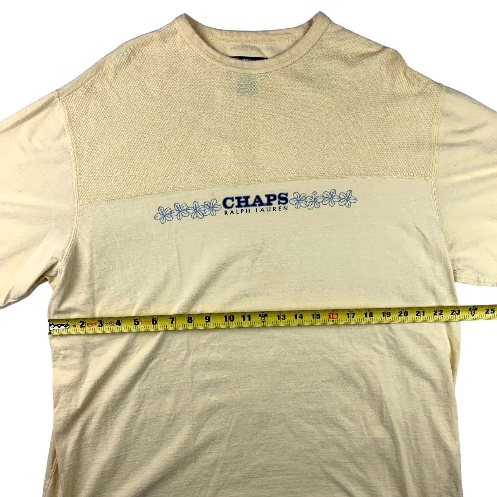 Chaps VINTAGE Chaps Ralph Lauren Men's T-Shirt Yellow 100% Cotton Crew Neck Short Sleeve Logo Chest Large Size US L / EU 52-54 / 3 - 5 Thumbnail