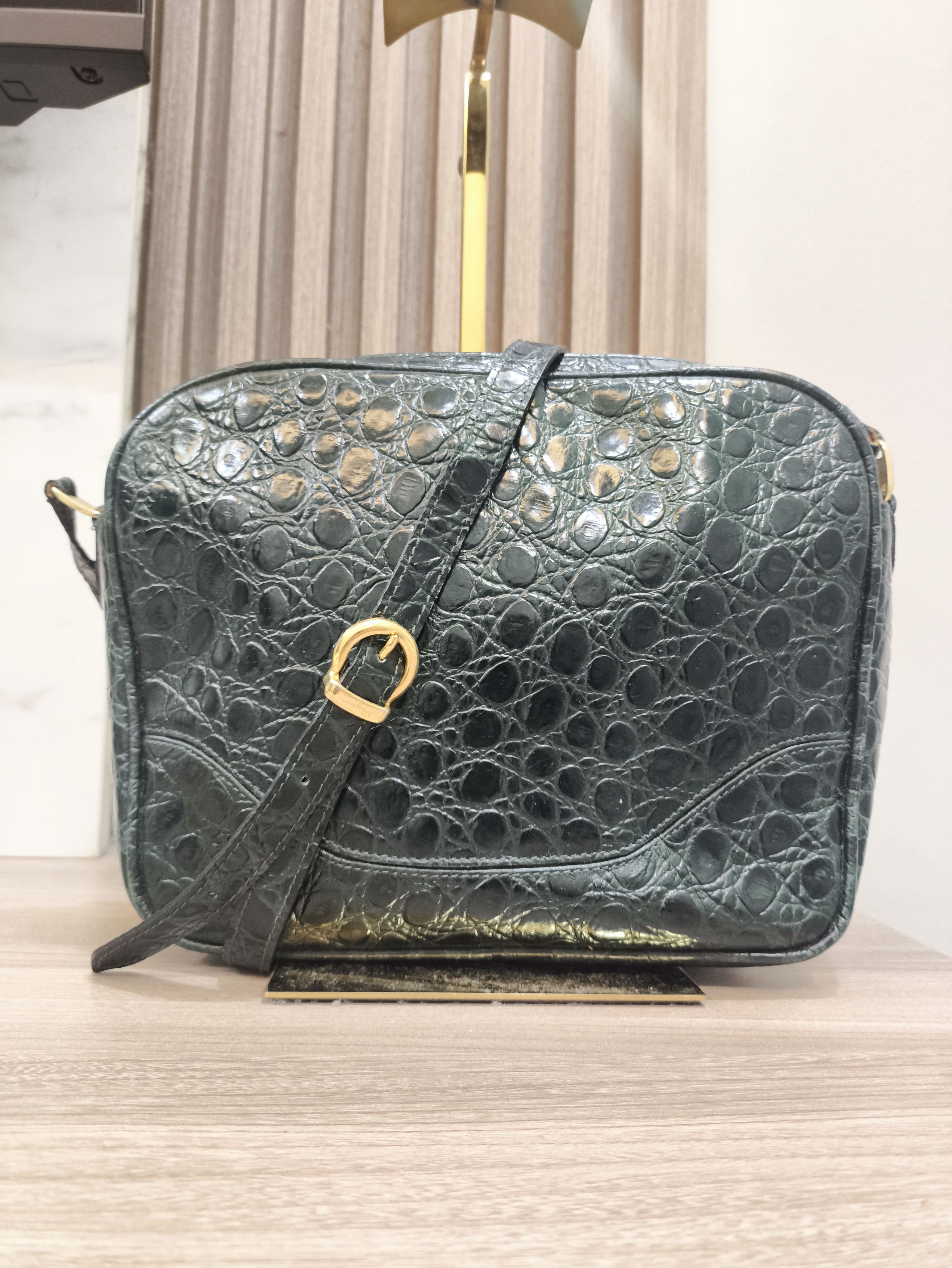 Salvatore Ferragamo Salvatore Ferragamo Crocodile Embossed Green Cross body Bag Size ONE SIZE - 1 Thumbnail