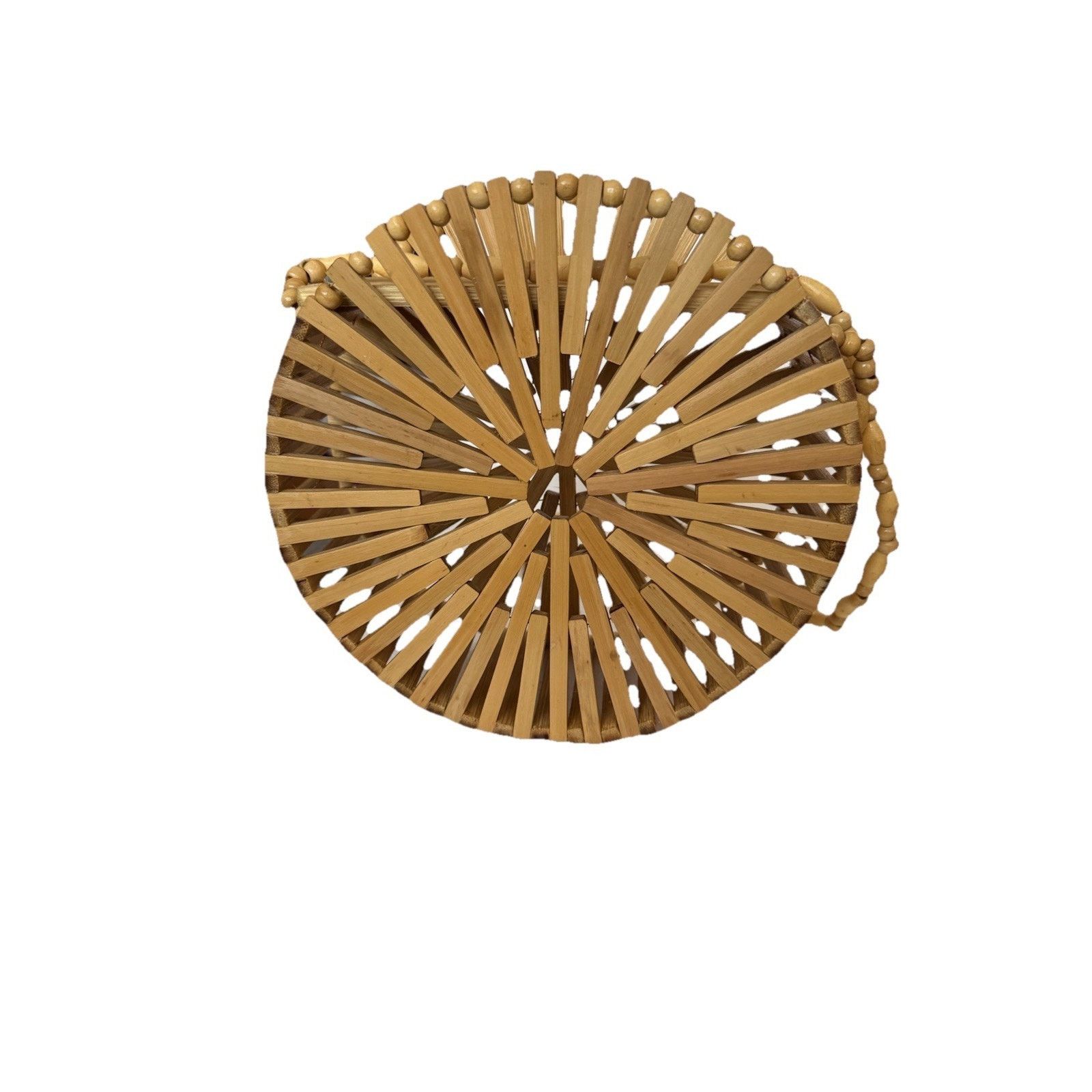 The Unbranded Brand Handmade Bamboo Open Slats Cylinder Purse 8in Shoulder Strap Size ONE SIZE - 1 Thumbnail