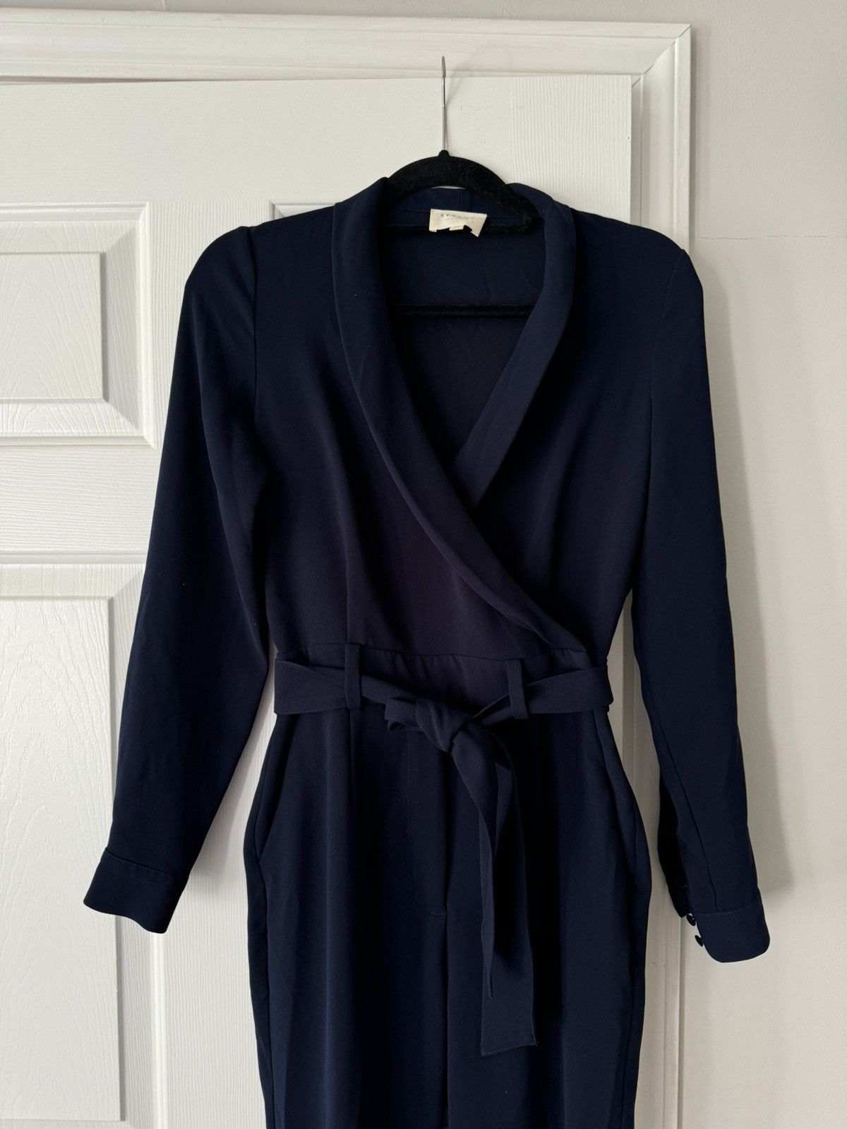 Sezane Sézane Heaven Long Sleeve Navy Jumpsuit, Size 34/US 2 Size 25" / US 0 / IT 36 - 6 Thumbnail