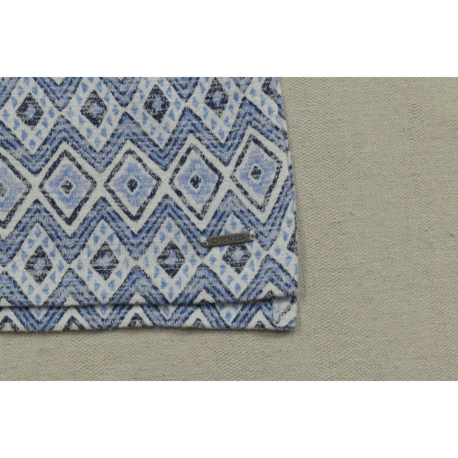 Orvis Orvis Blouse Womens XXL Blue White Geometric Print V-Neck Short Sleeve Button Size 40" / US 18 - 6 Thumbnail