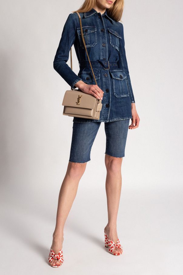 Saint Laurent Paris o1s1wg110924 Skinny-Fit Cycling Shorts in Denim in Blue Size 30" / US 8 / IT 44 - 2 Thumbnail