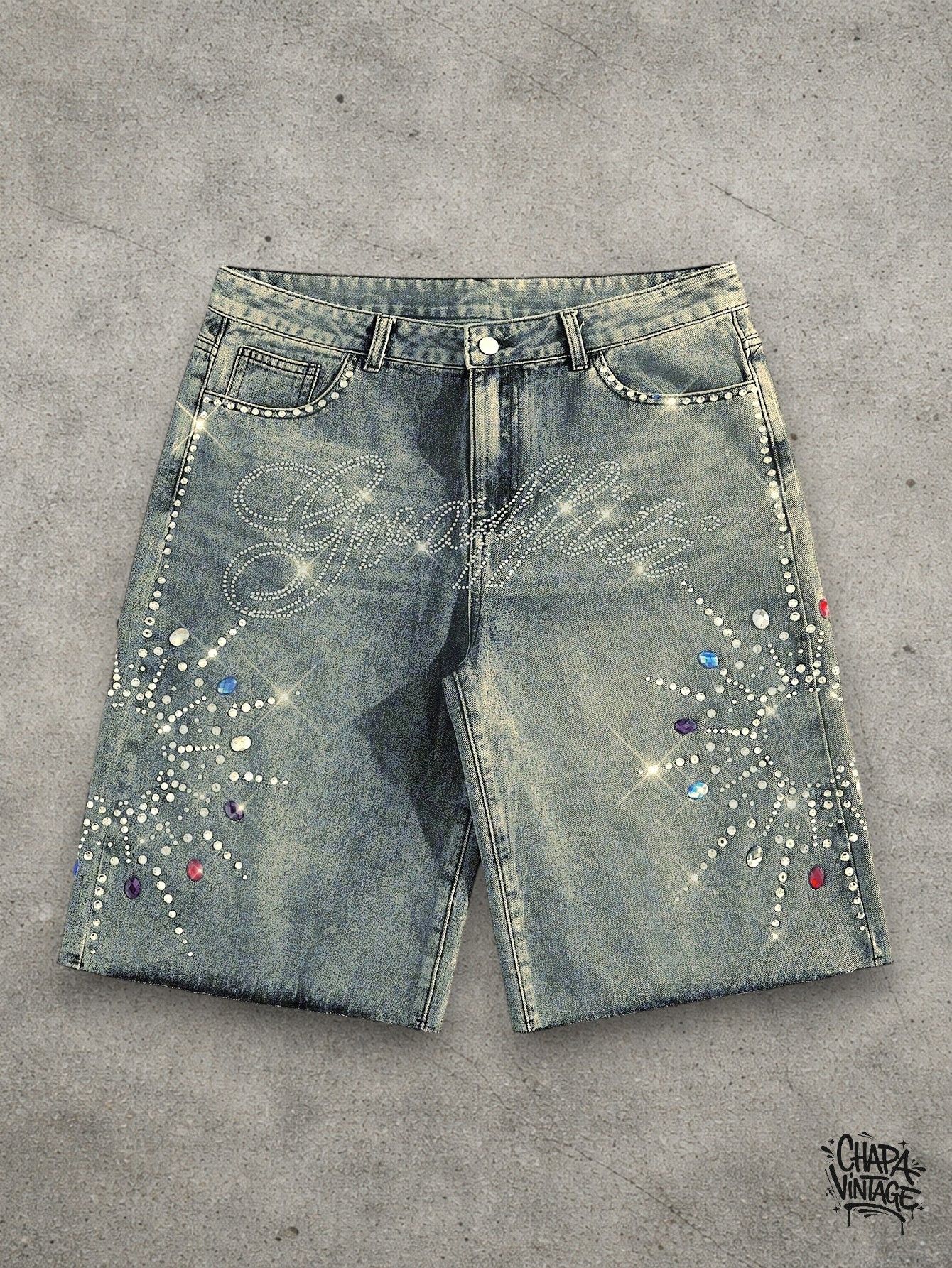 Japanese Brand Rhinestone washed shorts Size US 32 / EU 48 - 1 Thumbnail
