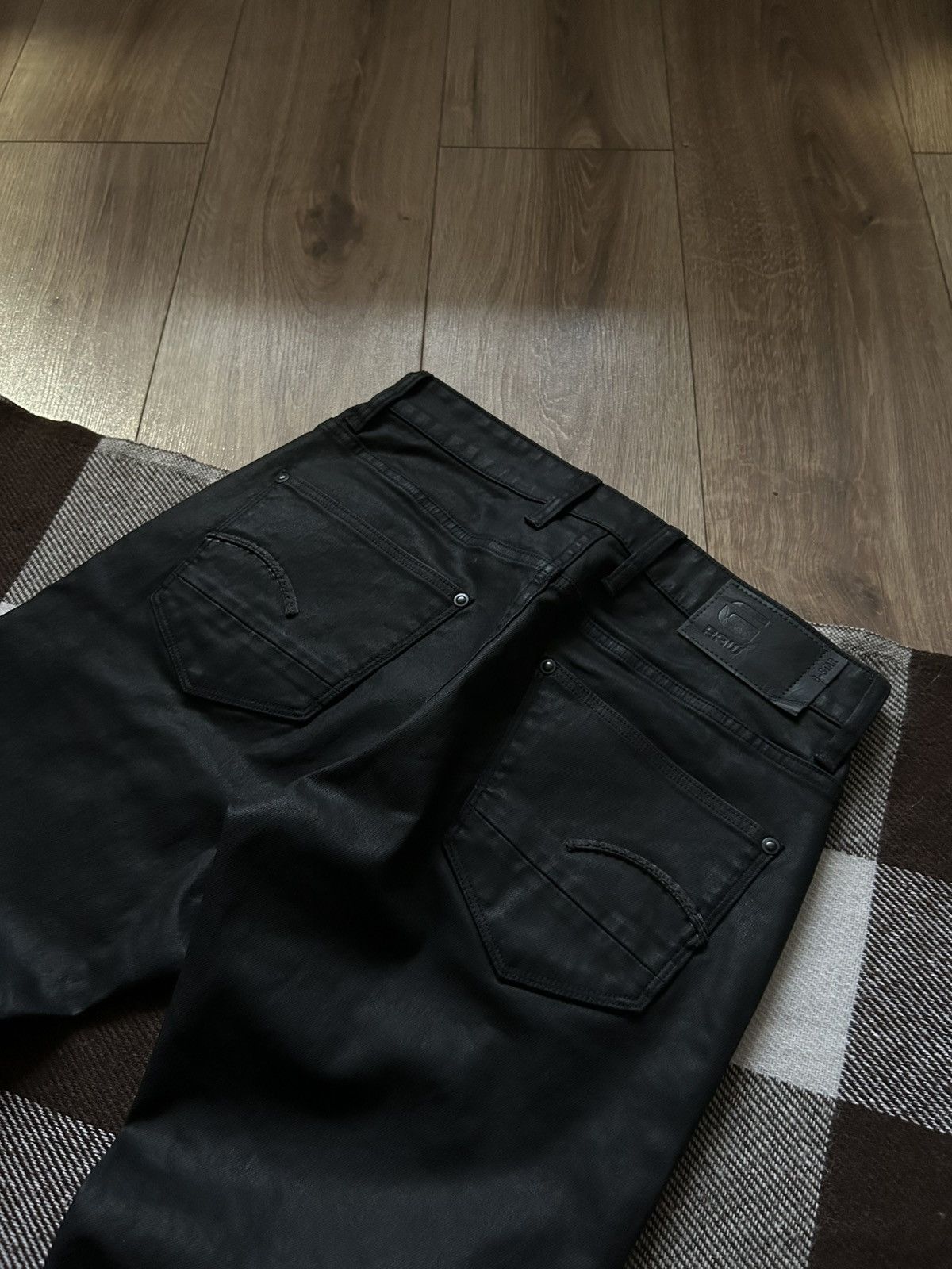 G-Star G star Raw leather black Revend skinny biker jeans Size US 31 - 3 Thumbnail