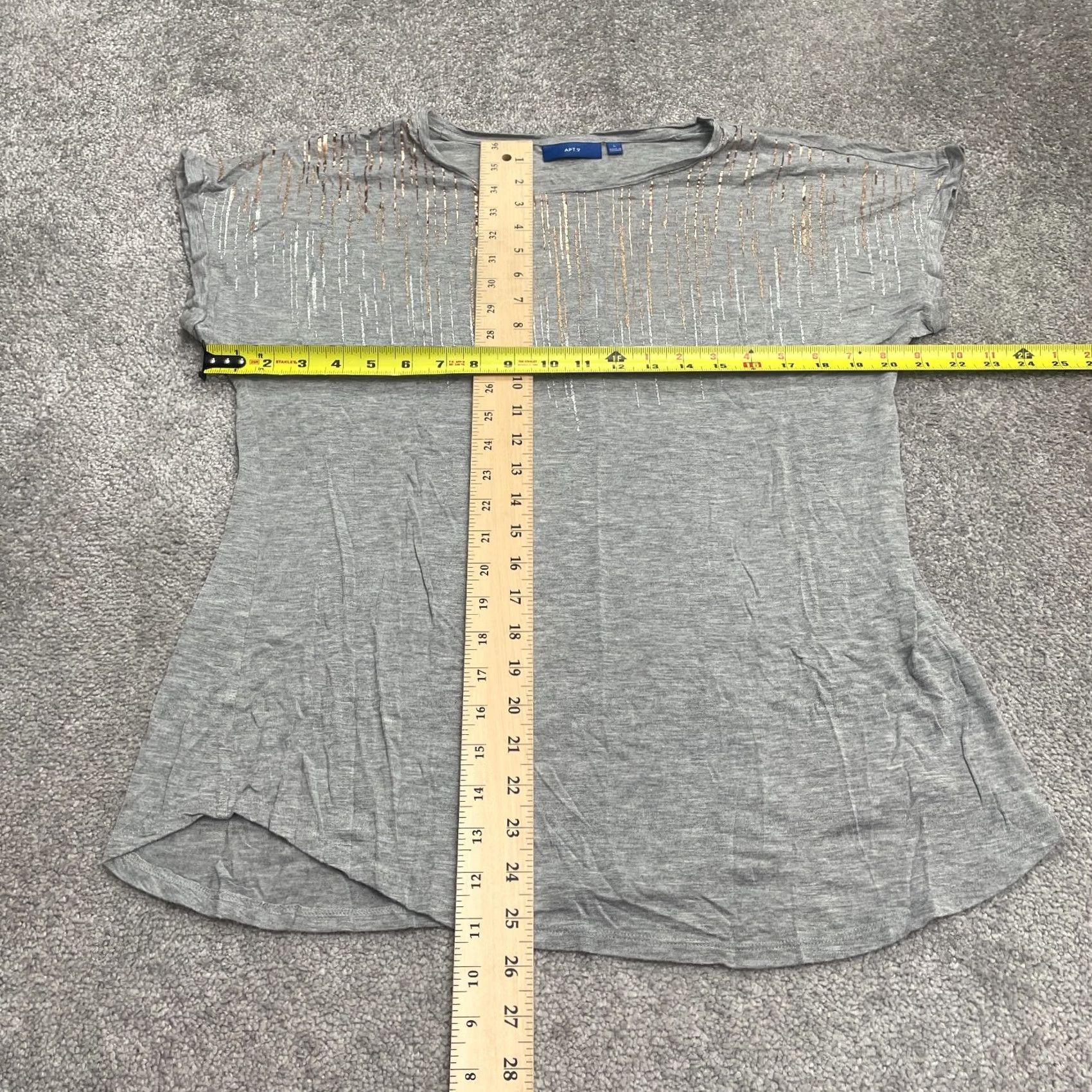 Apt. 9 Apt. 9 T-Shirt Womens Large Gray Round Neck Short Sleeve Casual Tee Top Size L / US 10 / IT 46 - 7 Thumbnail