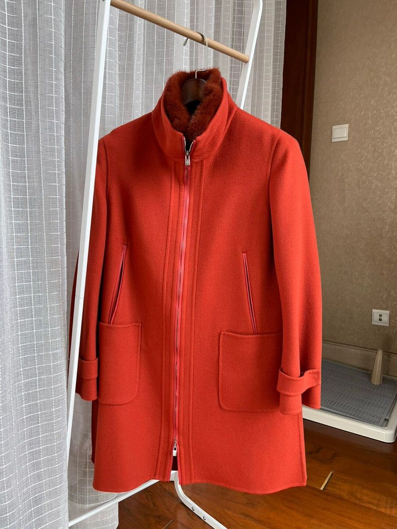 Loro Piana LORO PIANA Orange woolen coat with collar Size M / US 6-8 / IT 42-44 - 1 Thumbnail