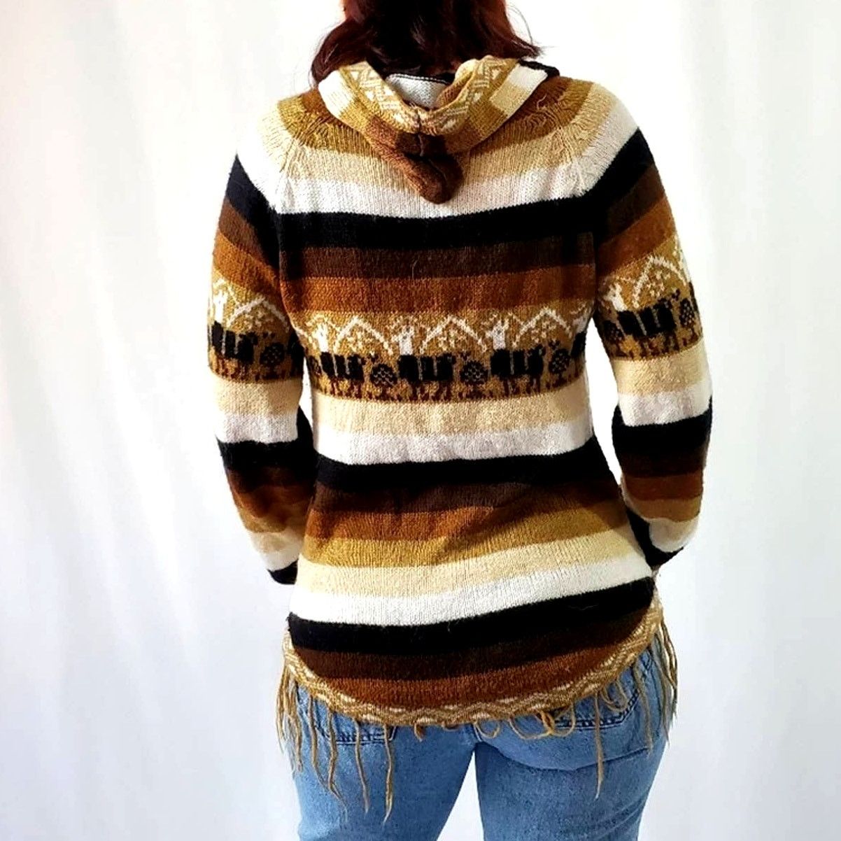 Vintage Vintage 70's Striped Alpaca Fringe Sweater - M Size M / US 6-8 / IT 42-44 - 2 Thumbnail
