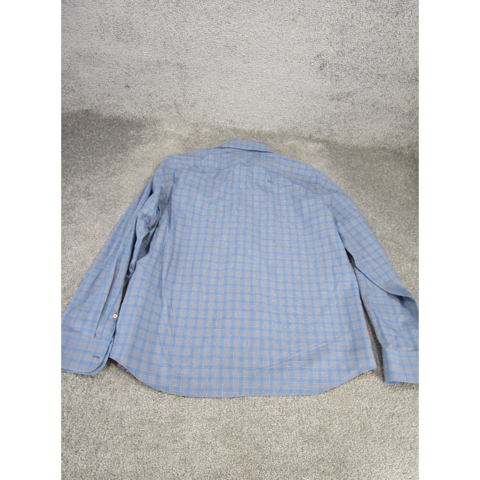 UNTUCKit VINTAGE UNTUCKit Shirt Mens XL Blue Cotton Long Sleeve Button Up Stain (Check) Size US XL / EU 56 / 4 - 4 Thumbnail