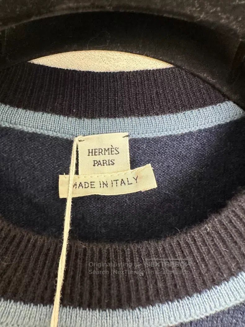 Hermes Hermes Navy Blue Women's Short Sleeve Cashmere Knit Sweate Size XS / US 0-2 / IT 36-38 - 2 Thumbnail