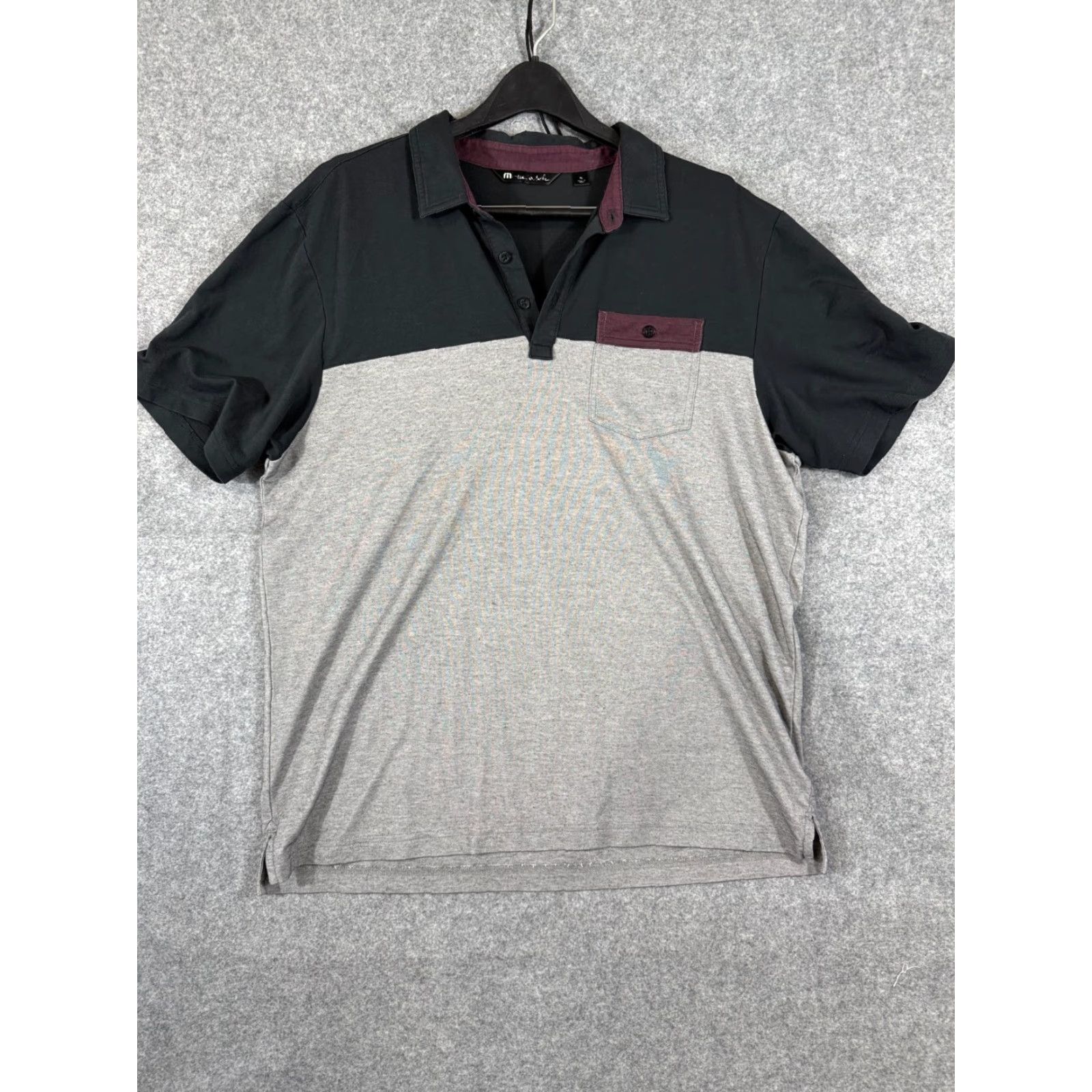TravisMathew Travis Mathew Polo Shirt Mens XL Gray Black Colorblock Short Sleeve Pocket Golf Size US XL / EU 56 / 4 - 3 Thumbnail