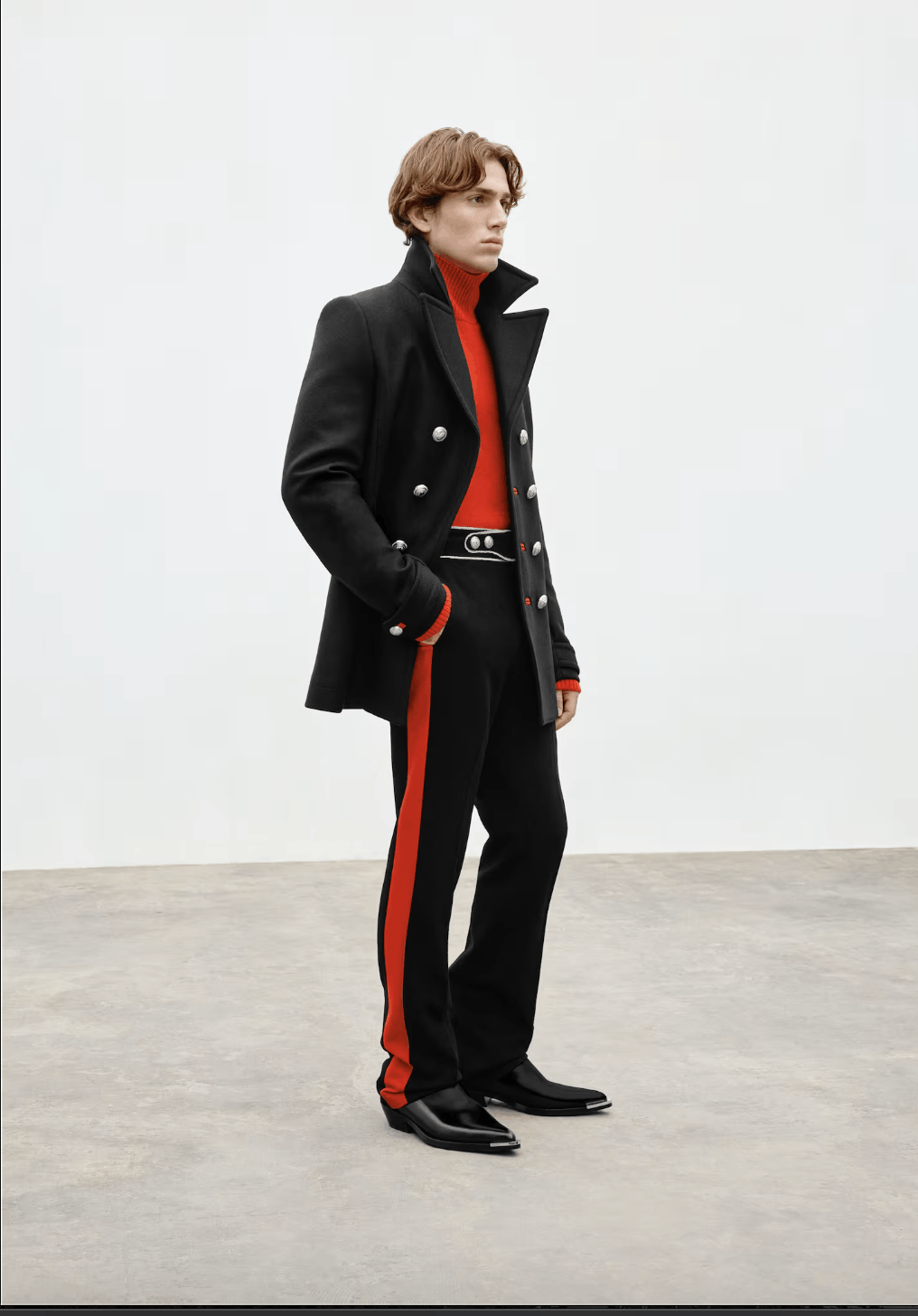 H&M × Paco Rabanne Rabanne x H&M Black Wool Side Red Stripe Trousers Pants Size US 30 / EU 46 - 3 Thumbnail