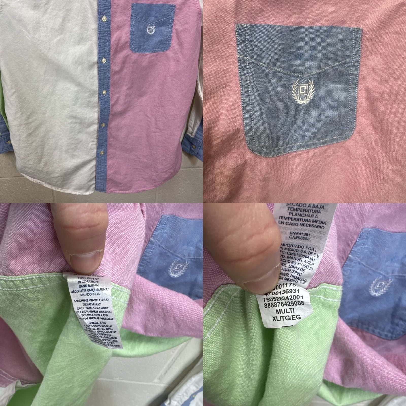 Chaps Chaps Shirt XL Mens Colorblock Oxford Button-Down Chambray Long Sleeve Multicolor Pocket Embroidered Classic Preppy Size US XL / EU 56 / 4 - 8 Thumbnail