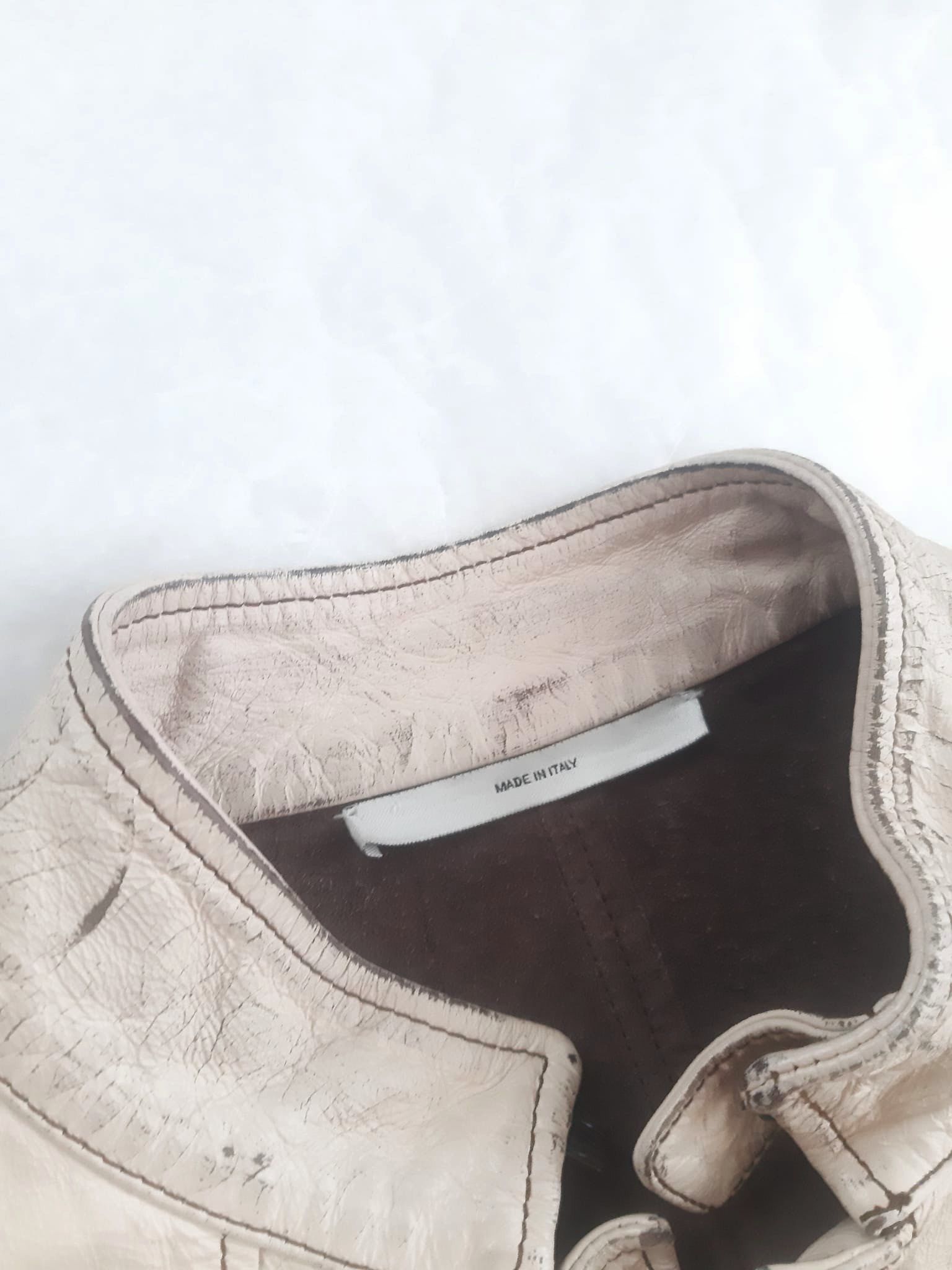 Yves Saint Laurent YSL X Tom Ford SS 2002 Distressed Ivory Leather Jacket Size US M / EU 48-50 / 2 - 7 Thumbnail