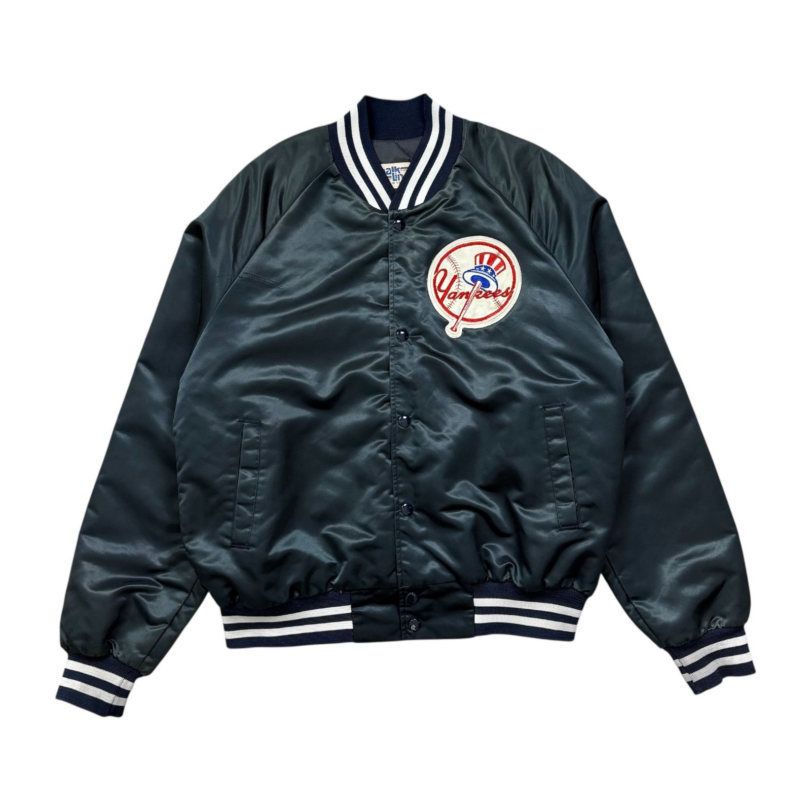 MLB VTG 90s NEW YORK YANKEES CHALK LINE SATIN JACKET SPELL OUT Size US M / EU 48-50 / 2 - 2 Thumbnail