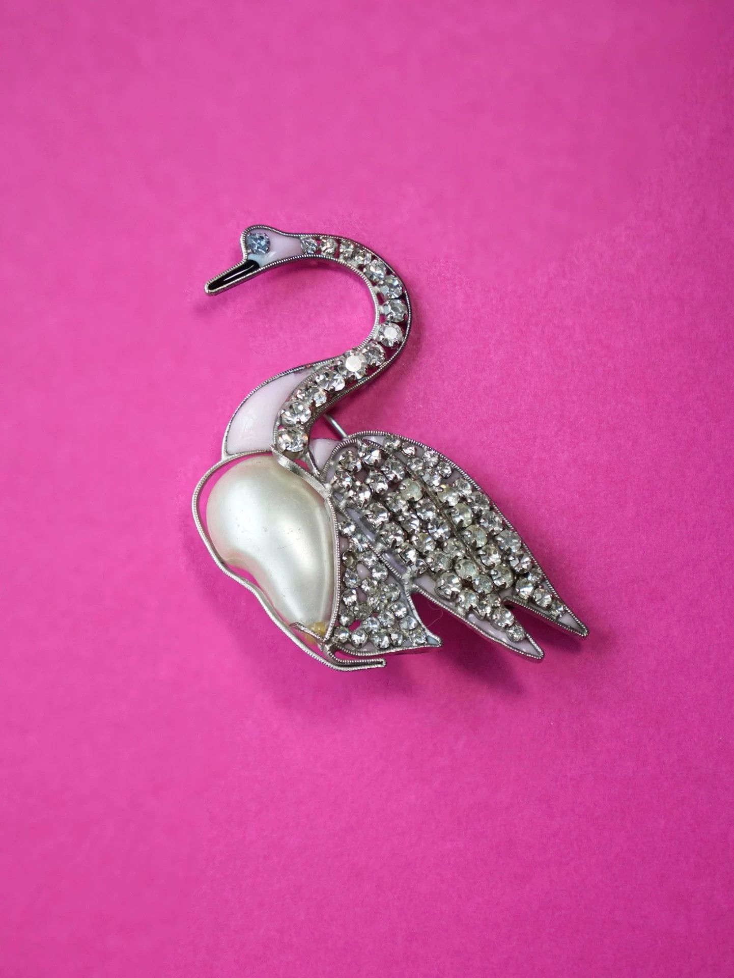 Other Gripoix 1960s French Swan Brooch - Pink Glass, Pearl Size ONE SIZE - 5 Thumbnail