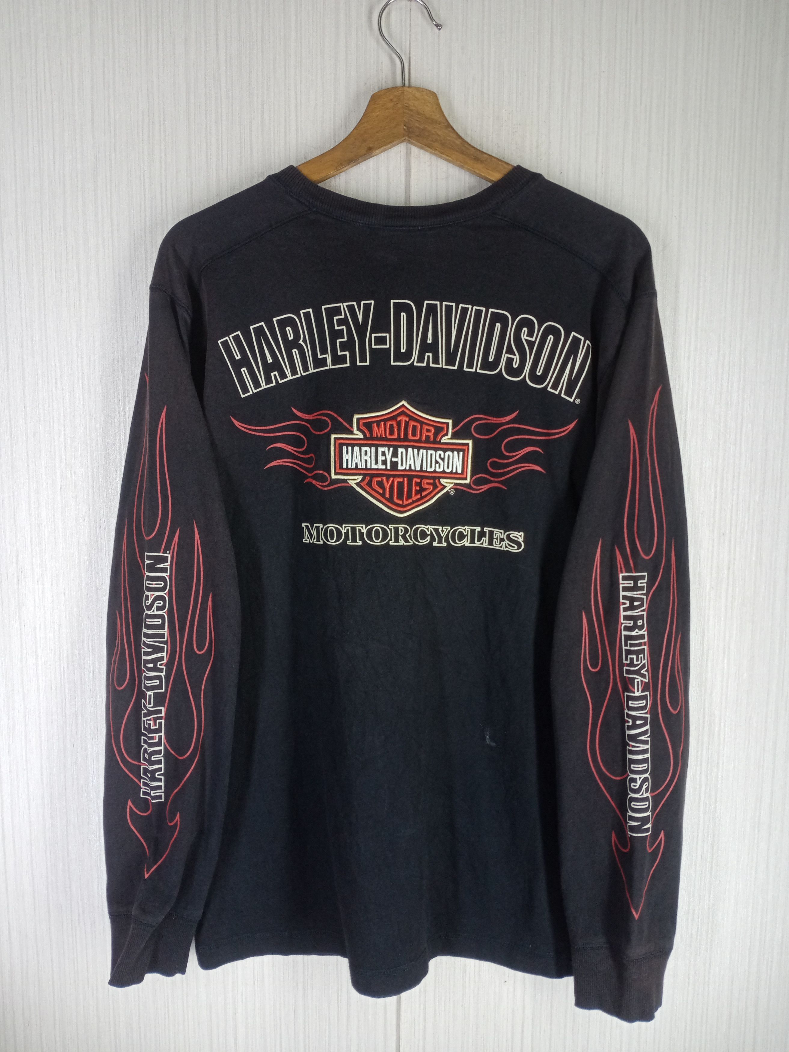 Rare Vintage Flame Harley Davidson Long Sleeve Tshirt