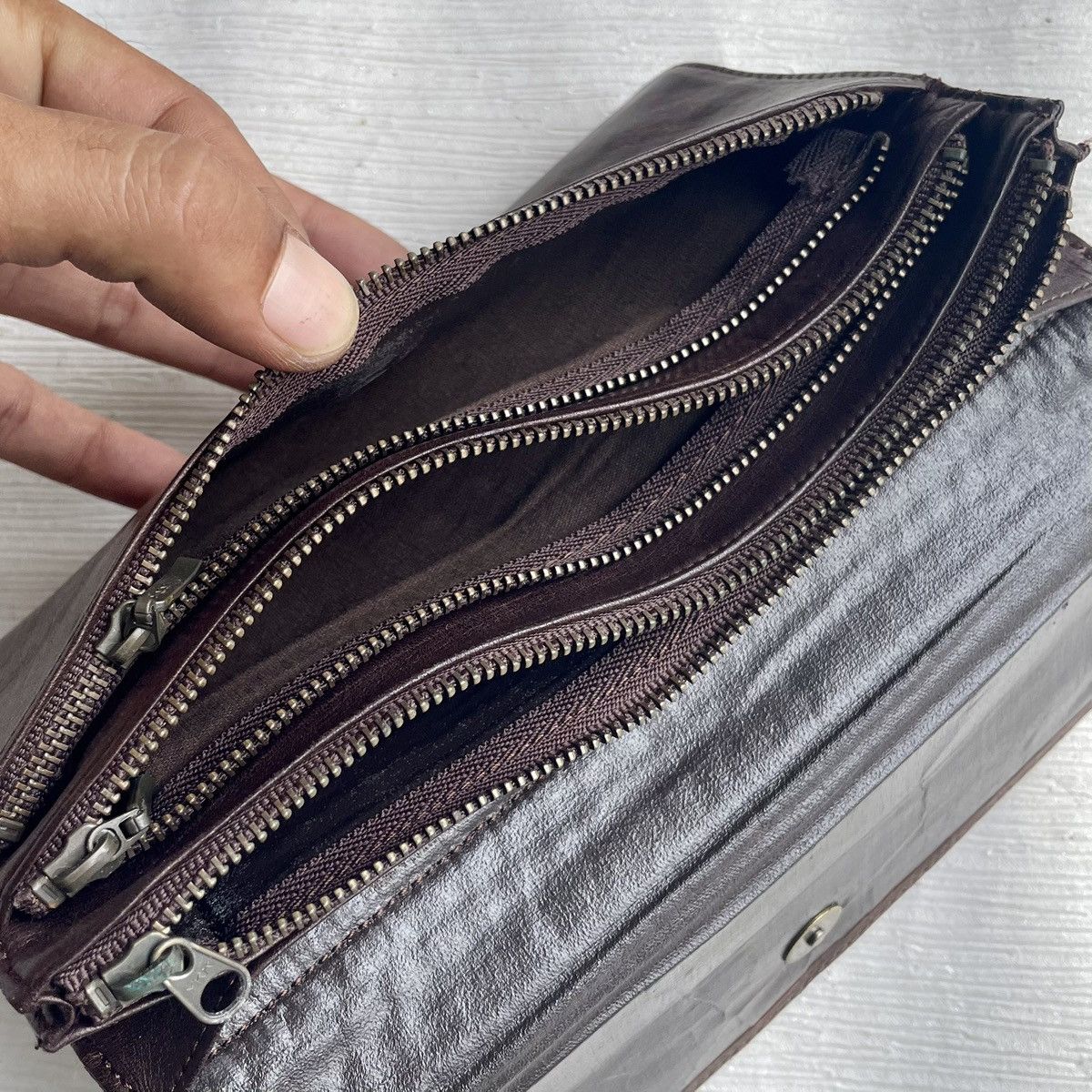 Leather × Other Dark Brown Leather Zipper Long Wallet/Purse Size ONE SIZE - 9 Thumbnail