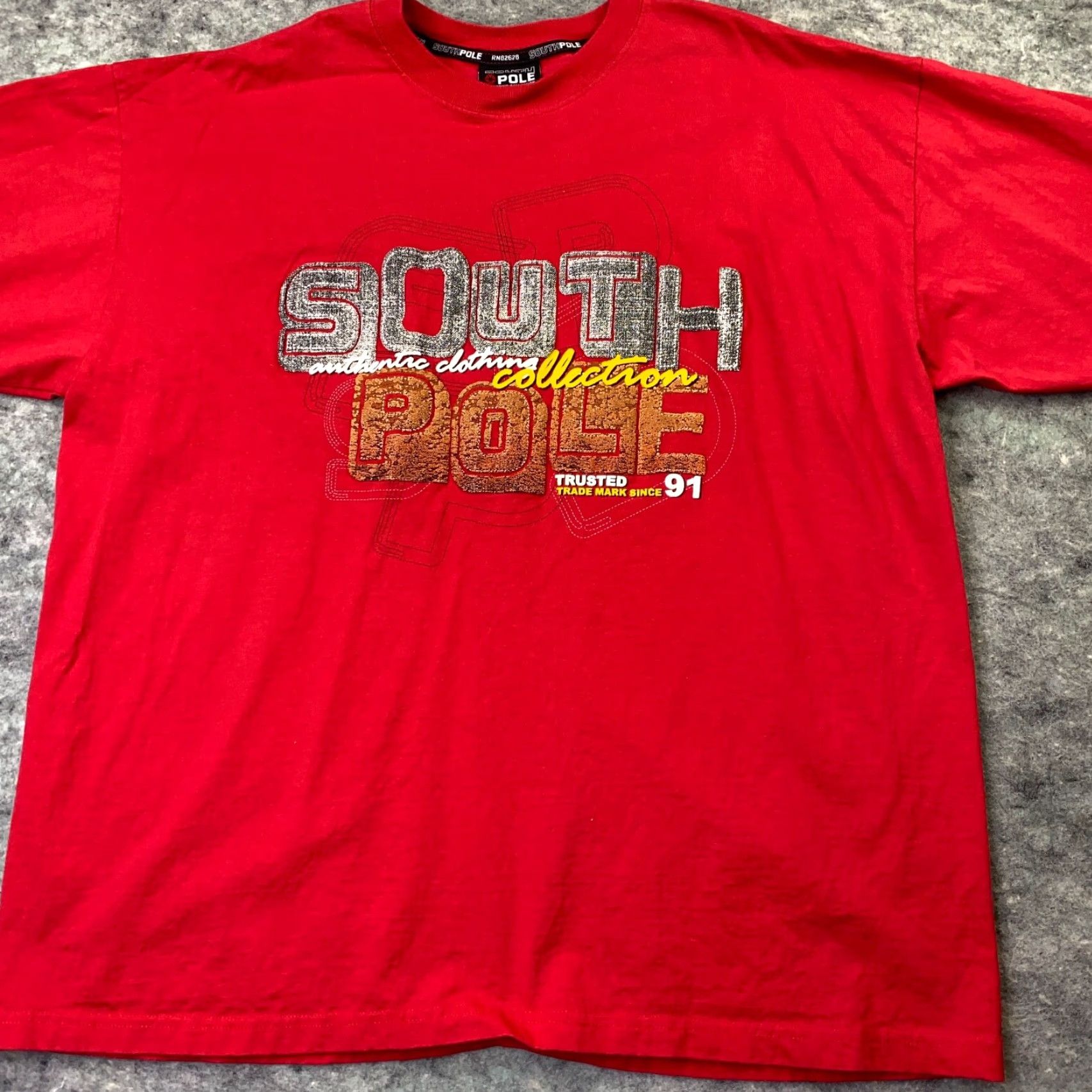 Southpole VINTAGE South Pole Mens Shirt 2XL Red Authentic 3D Puffy Embroidery Spellout 90s Y2K Size US XXL / EU 58 / 5 - 2 Thumbnail