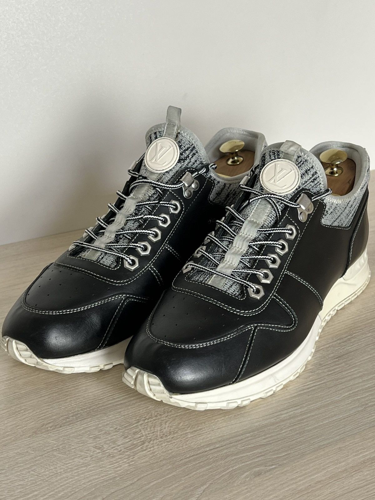 Louis Vuitton Louis Vuitton Black Leather Knit Technical Runner Sneakers Size US 8.5 / EU 41-42 - 3 Thumbnail