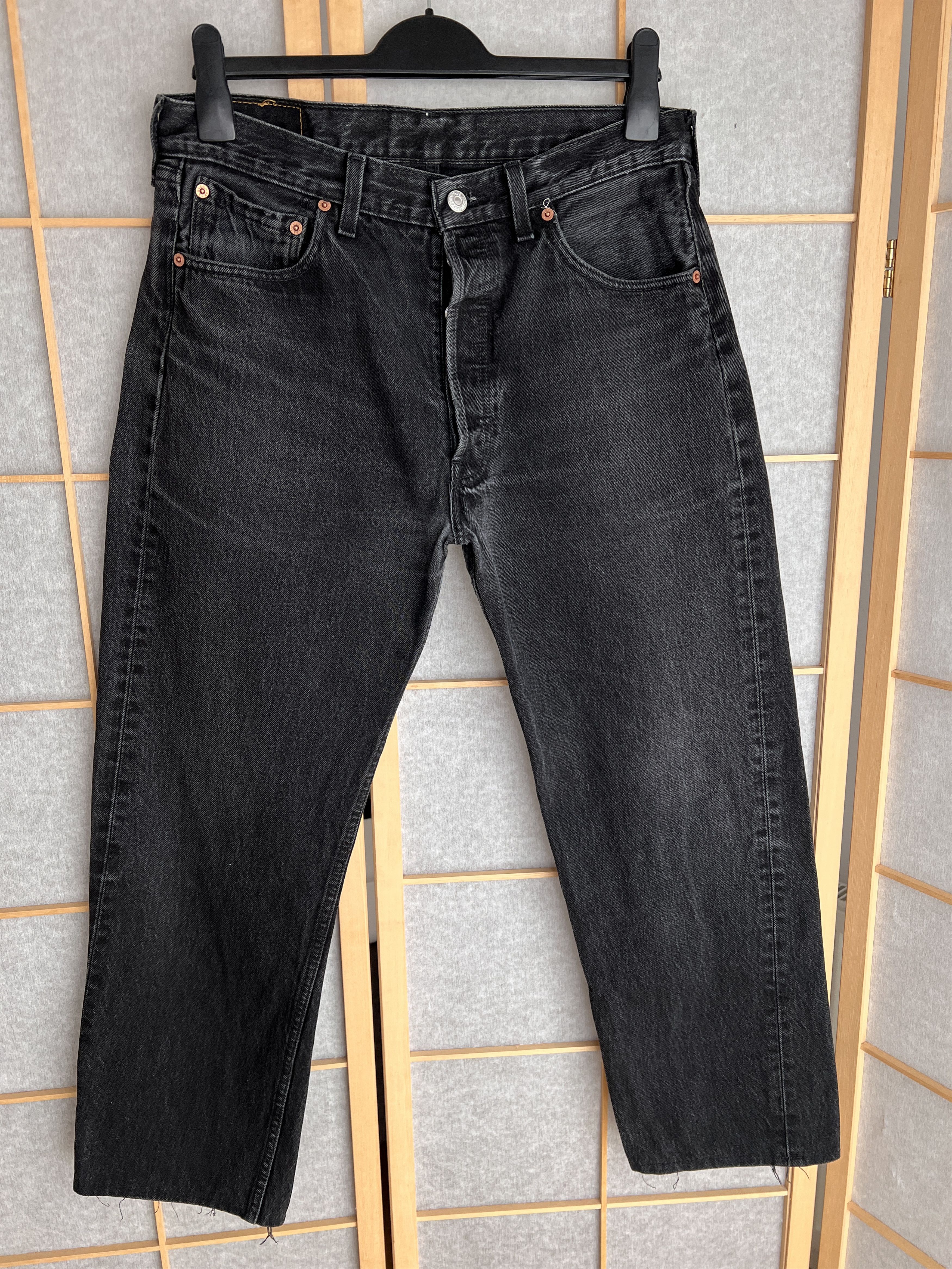 Levi's Levis 501 USA vintage 90s washed black denim jeans cropped Size US 34 / EU 50 - 5 Thumbnail
