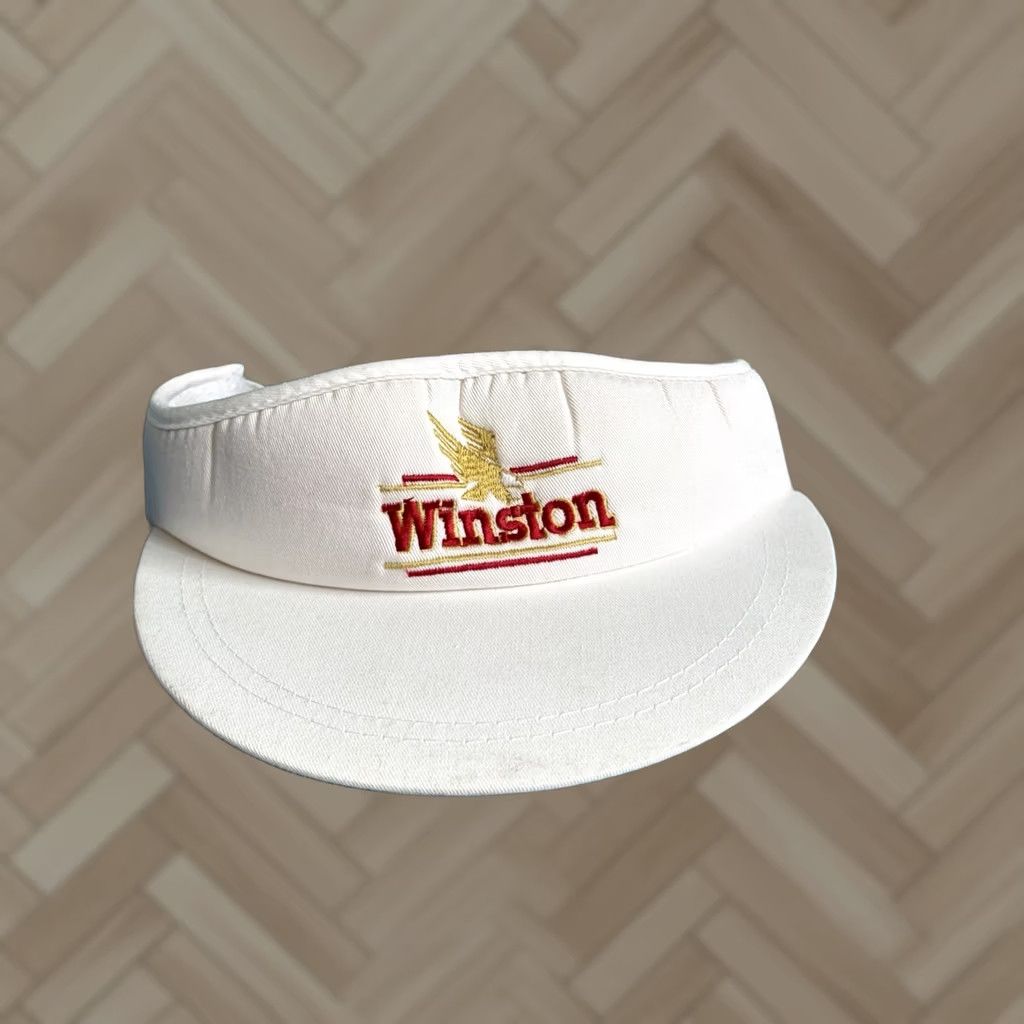 Vintage VINTAGE Winston Racing Visor Hat Cap Mens White Red Embroidered Logo Eagle Size ONE SIZE - 1 Thumbnail