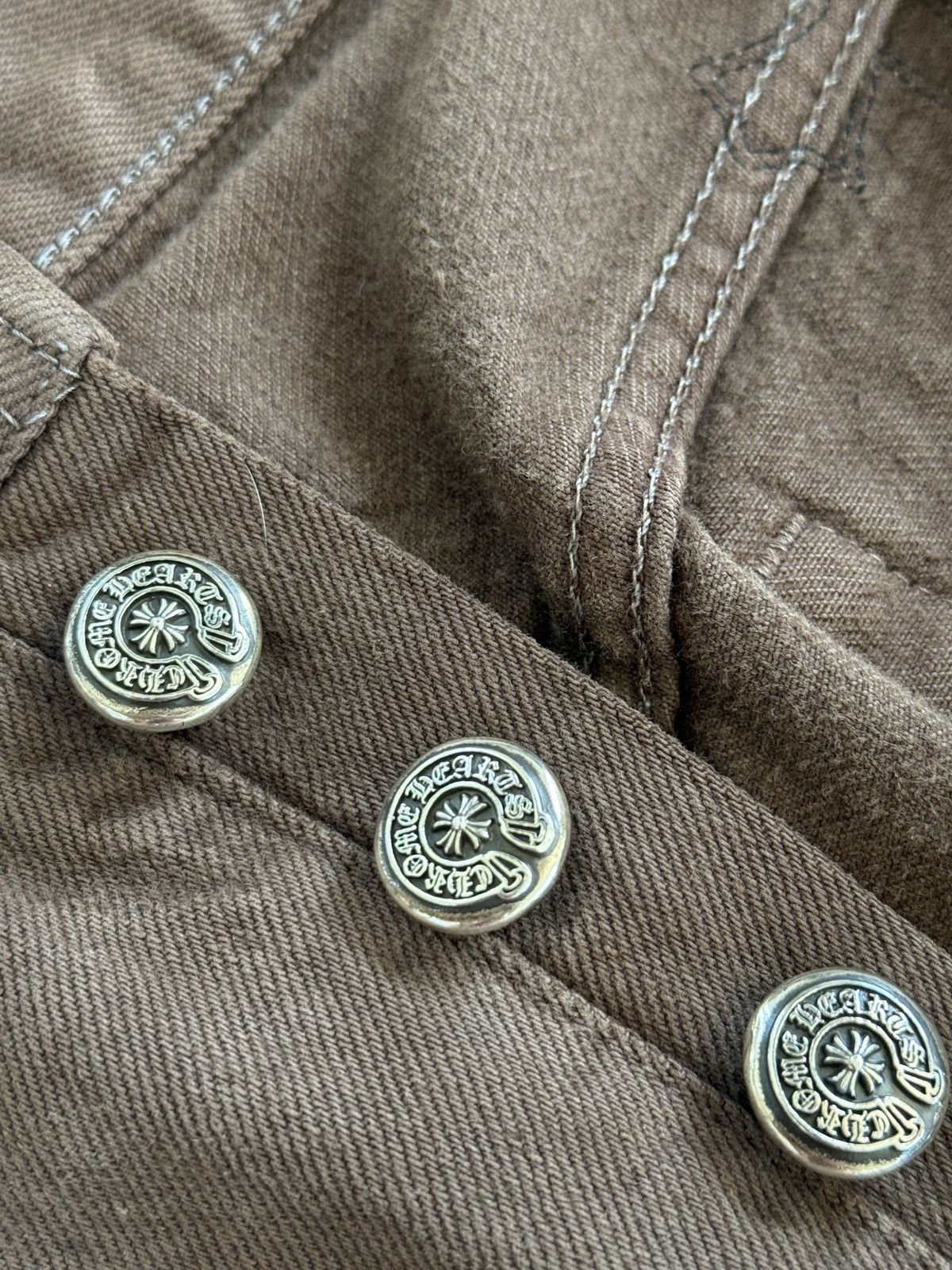 Chrome Hearts × Levi's OFFSET Personal Chrome Hearts Brown Levi’s Cross Patch Jeans Size US 29 - 12 Thumbnail