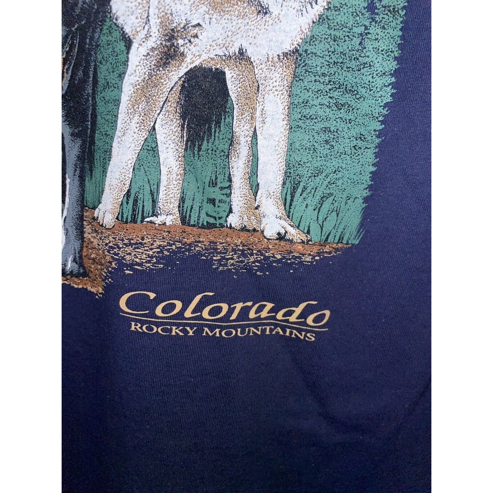 Jerzees Vintage Rocky Mountain Wolf Shirt Wolfs Blue Tee VTG 90s L Size US L / EU 52-54 / 3 - 6 Thumbnail