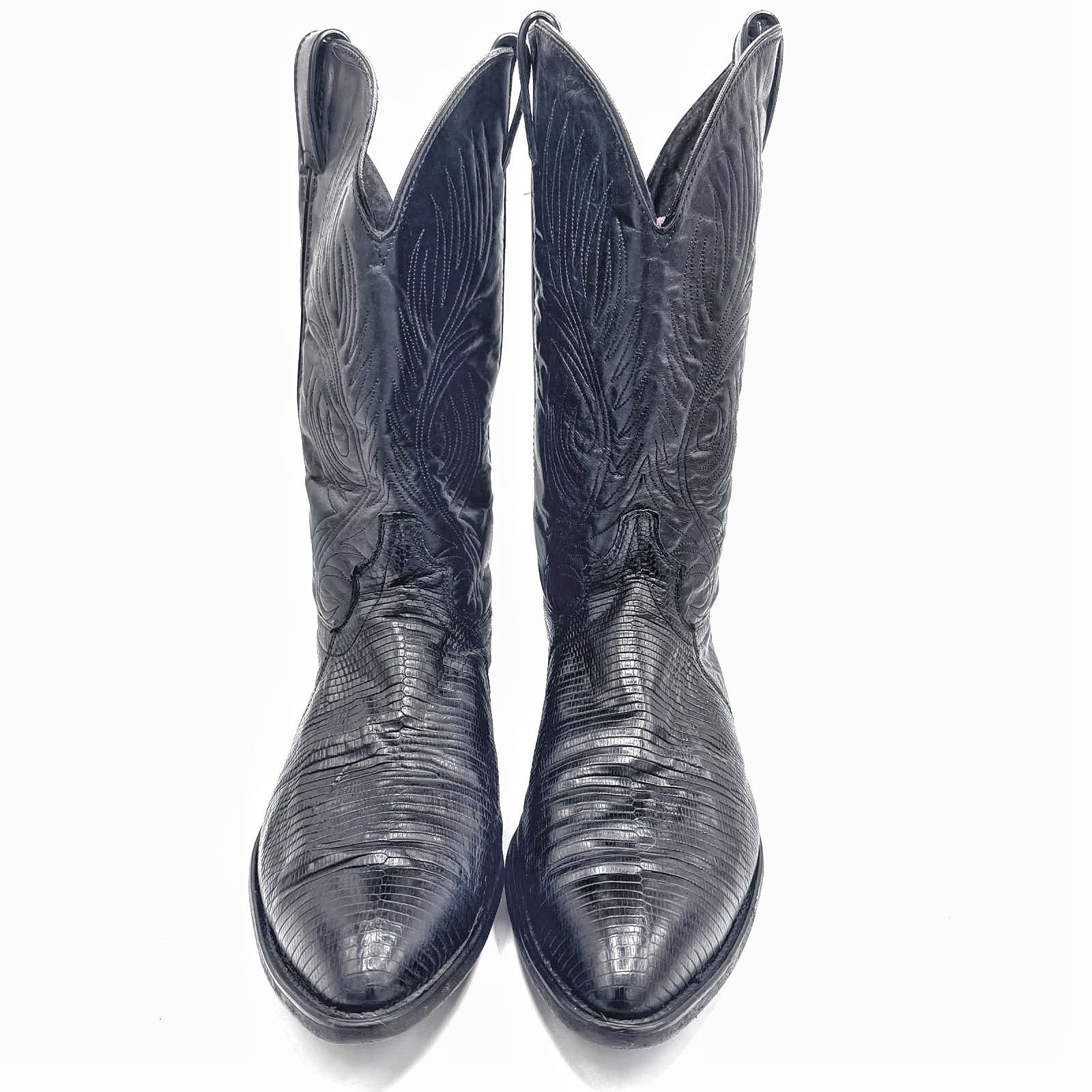 Vintage VINTAGE Black Leather Western Boots Men's 10.5 / Classic Size US 10.5 / EU 43-44 - 7 Thumbnail