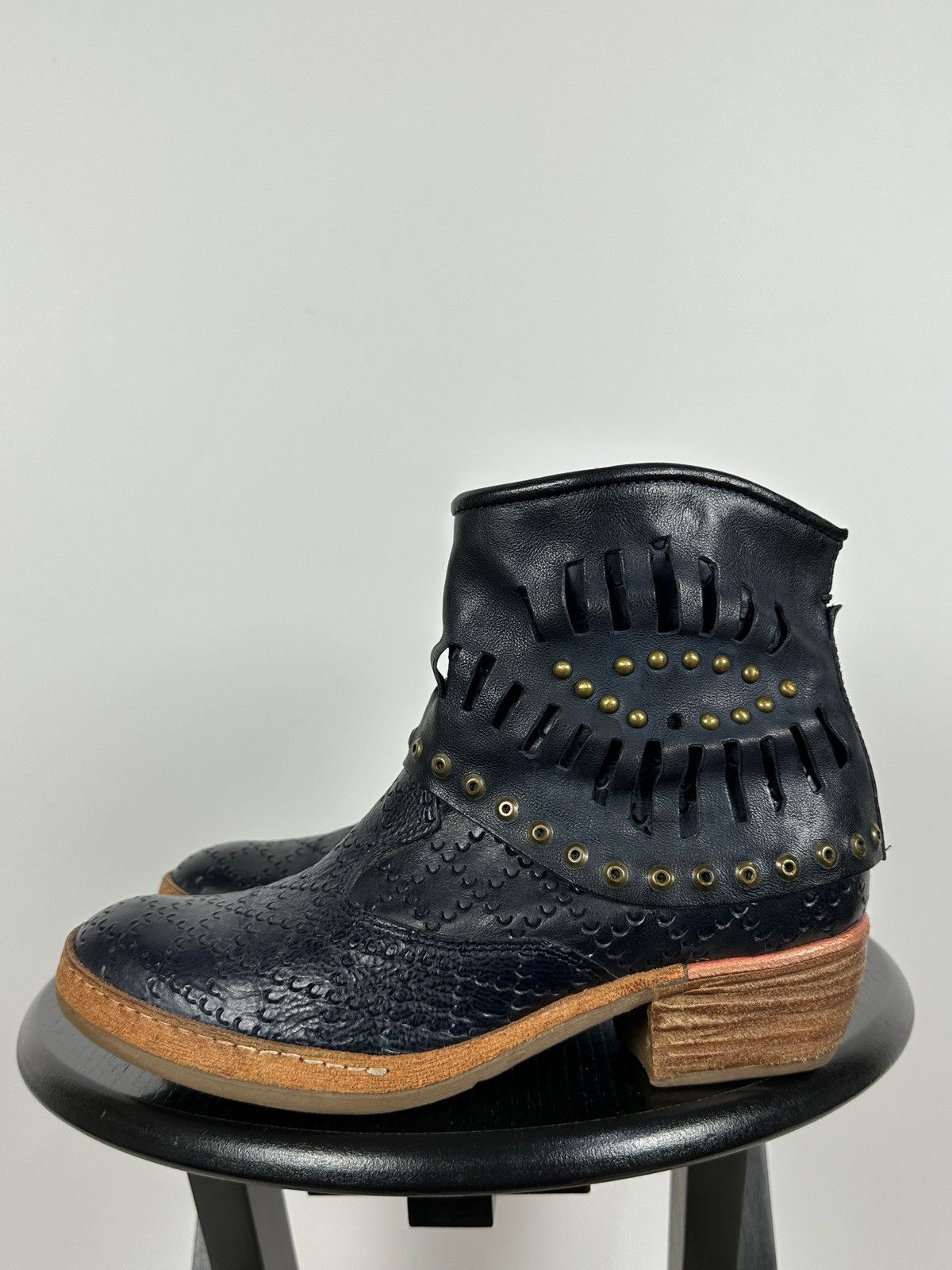 A.S.98 A.S.98. Airstep Leather Ankle Biker Studded Boots Size US 8 / IT 38 - 1 Thumbnail