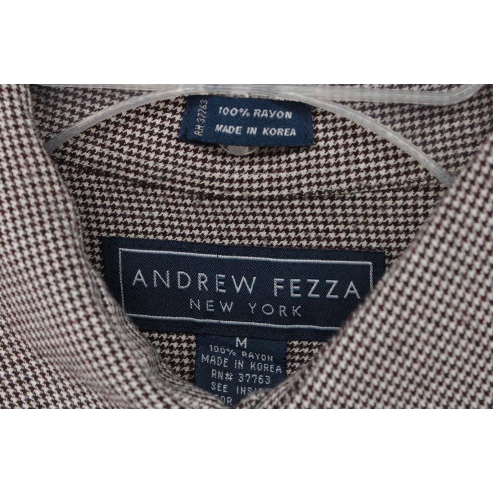 Vintage Andrew Fezza Shirt Medium Purple Houndstooth Button Up Long Sleeve Rayon Men’s Size US M / EU 48-50 / 2 - 5 Thumbnail